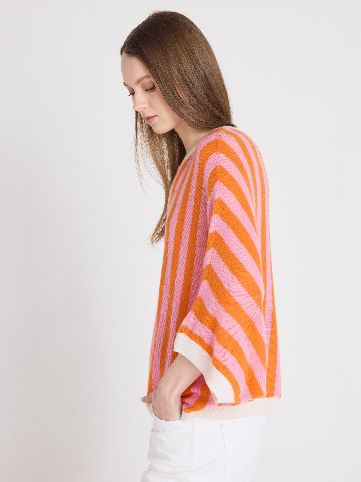 nettie Ponchopullover mit Rundhalsausschnitt - leichter kaschmir - pink