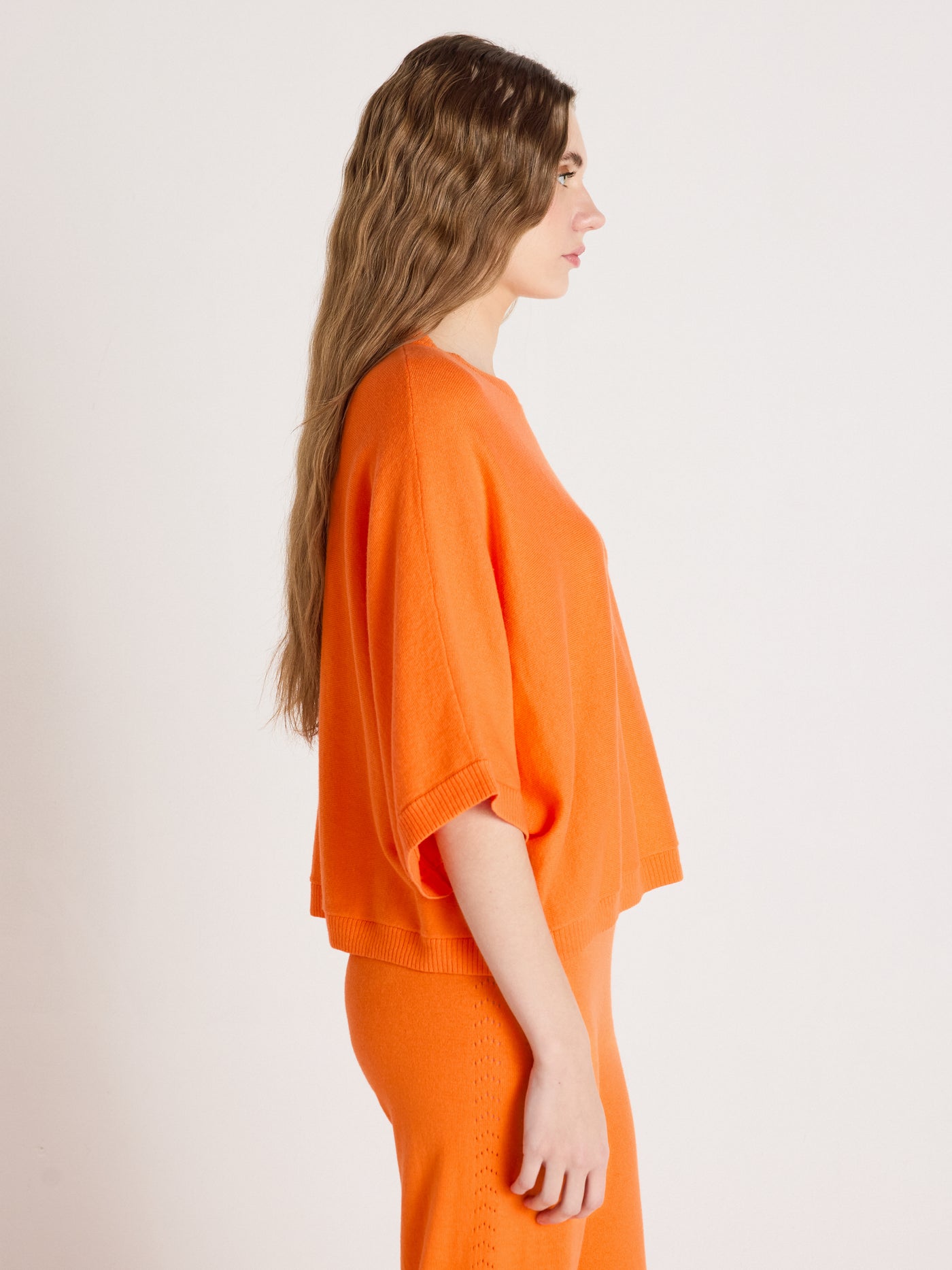 Quinn - Baumwoll-Kaschmirpullover - clementine