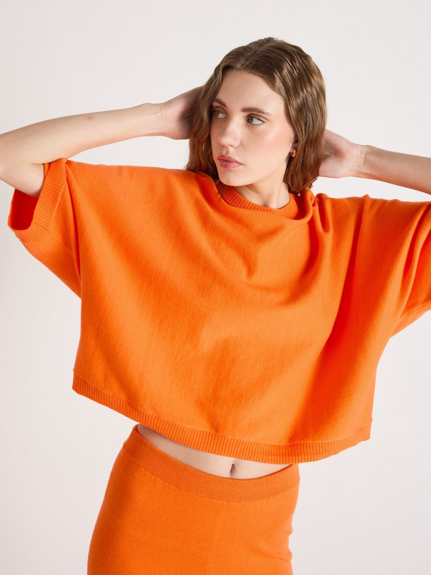 Quinn - Baumwoll-Kaschmirpullover - clementine