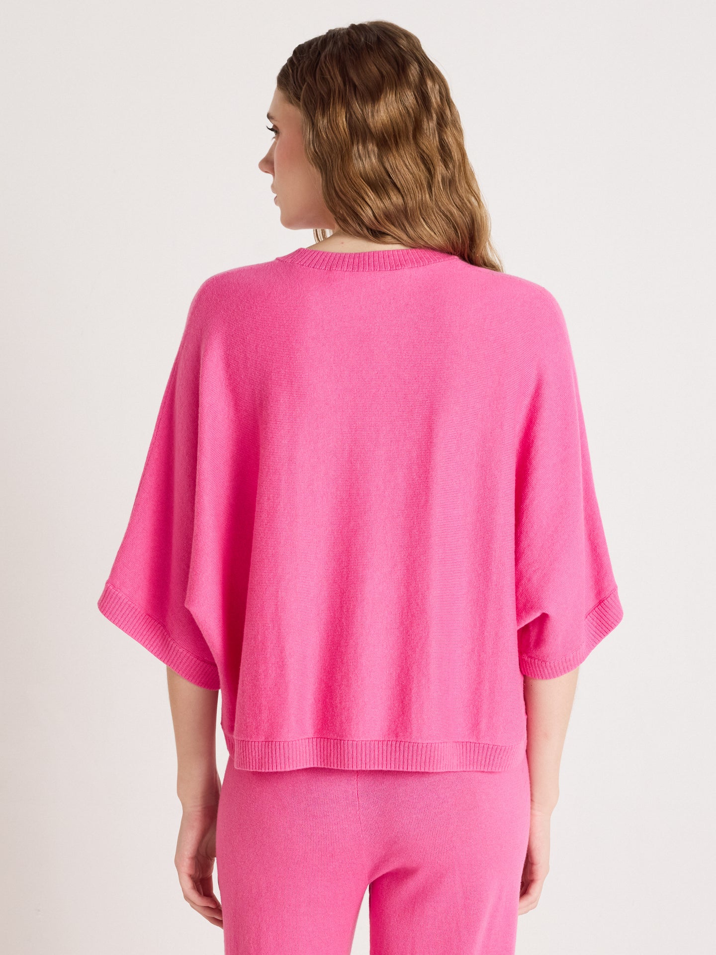 quinn Ponchopullover mit Rundhalsausschnitt - Baumwoll und Kaschmir - flamingo pink