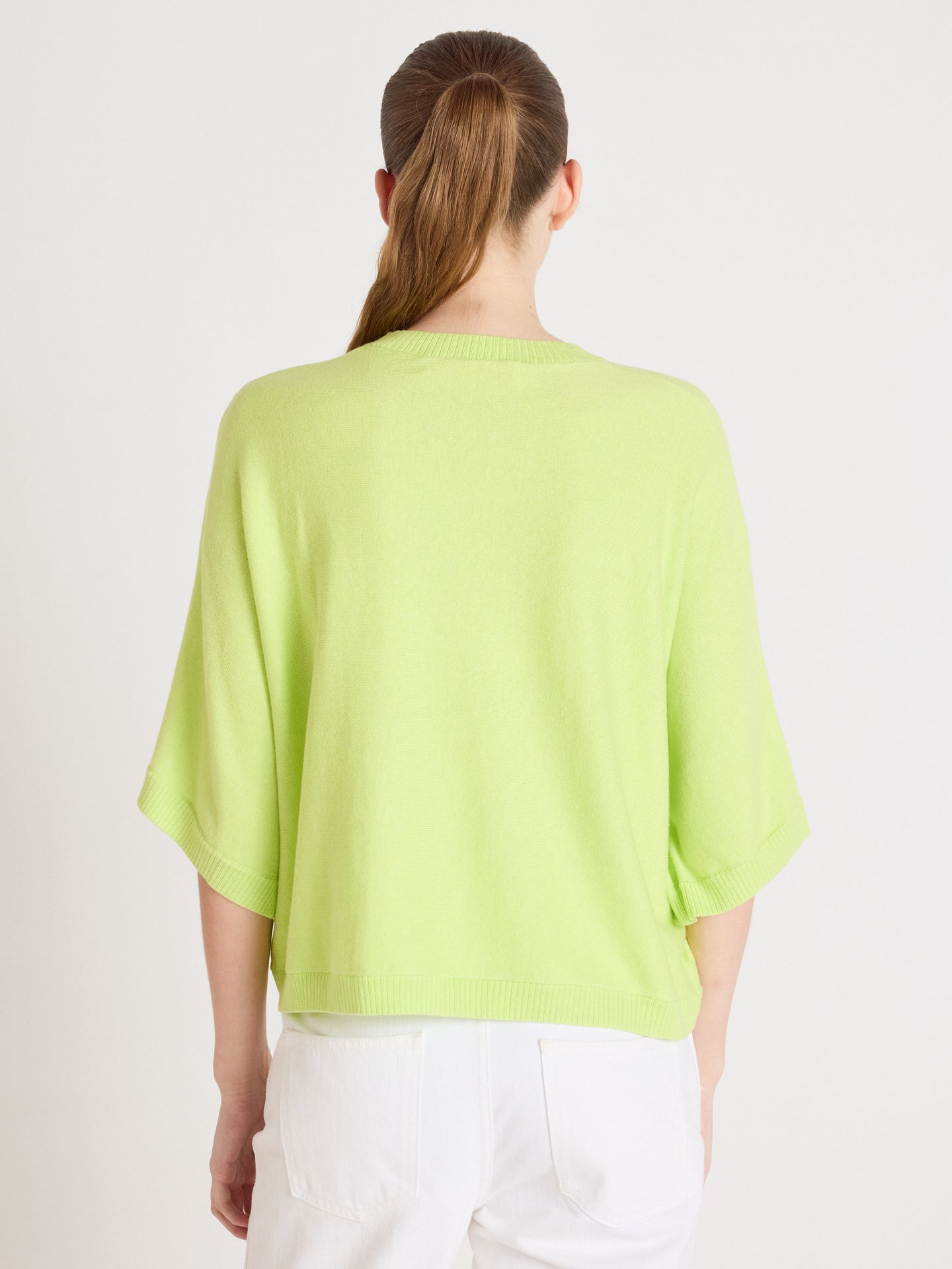pull poncho col rond quinn - coton cachemire - lime