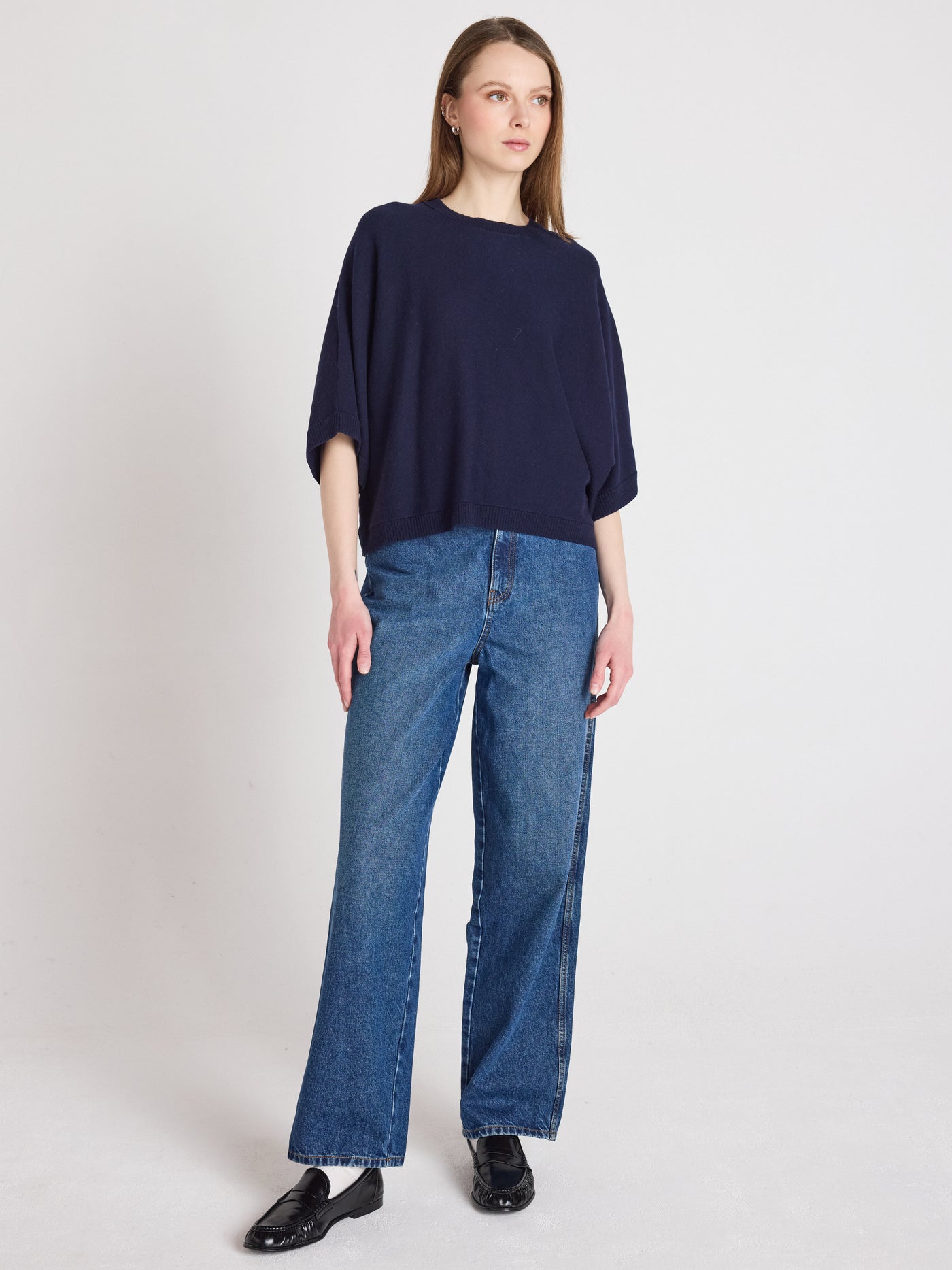 Quinn - Baumwoll-Kaschmirpullover - Navy