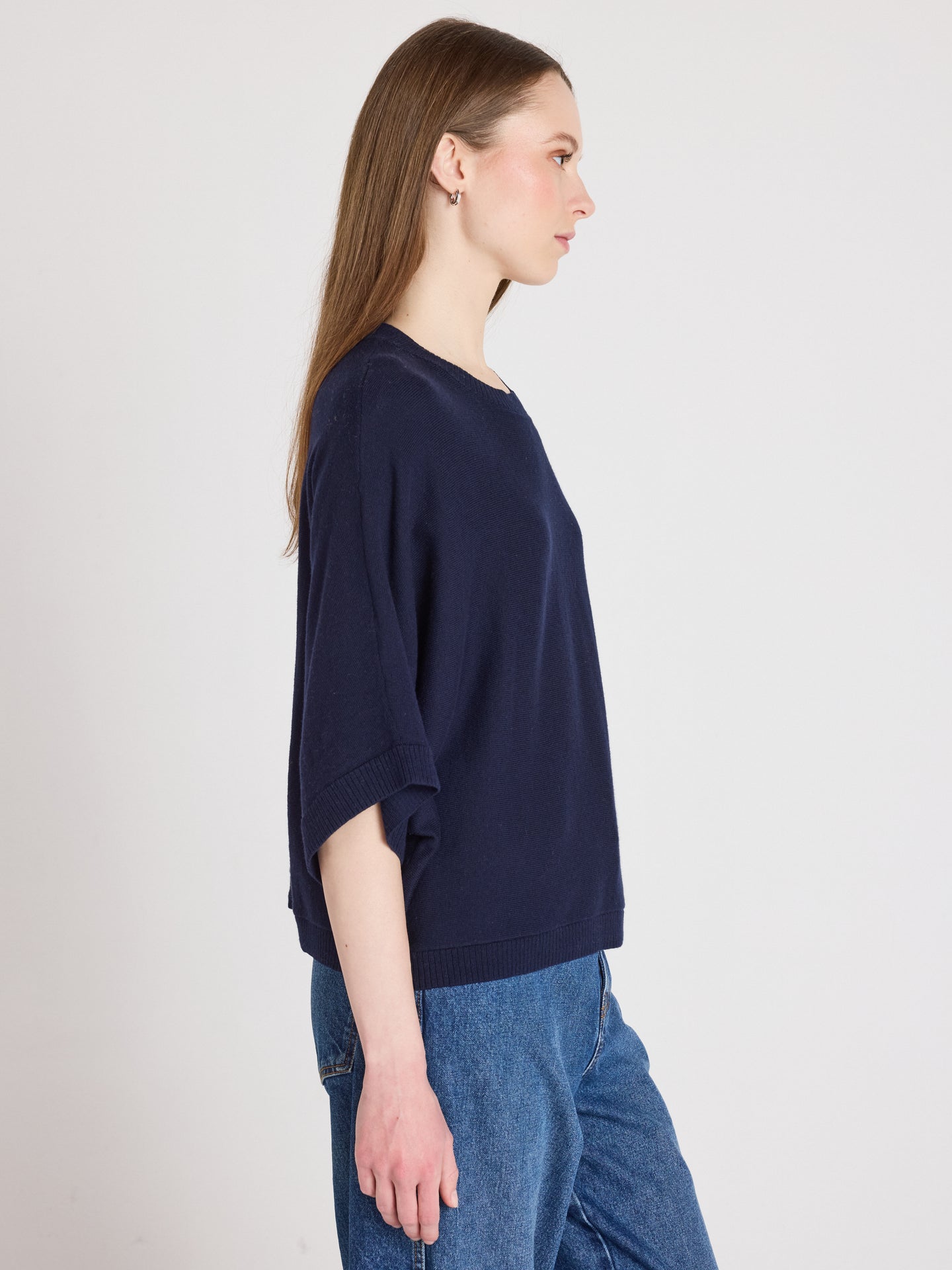 Quinn - Baumwoll-Kaschmirpullover - Navy