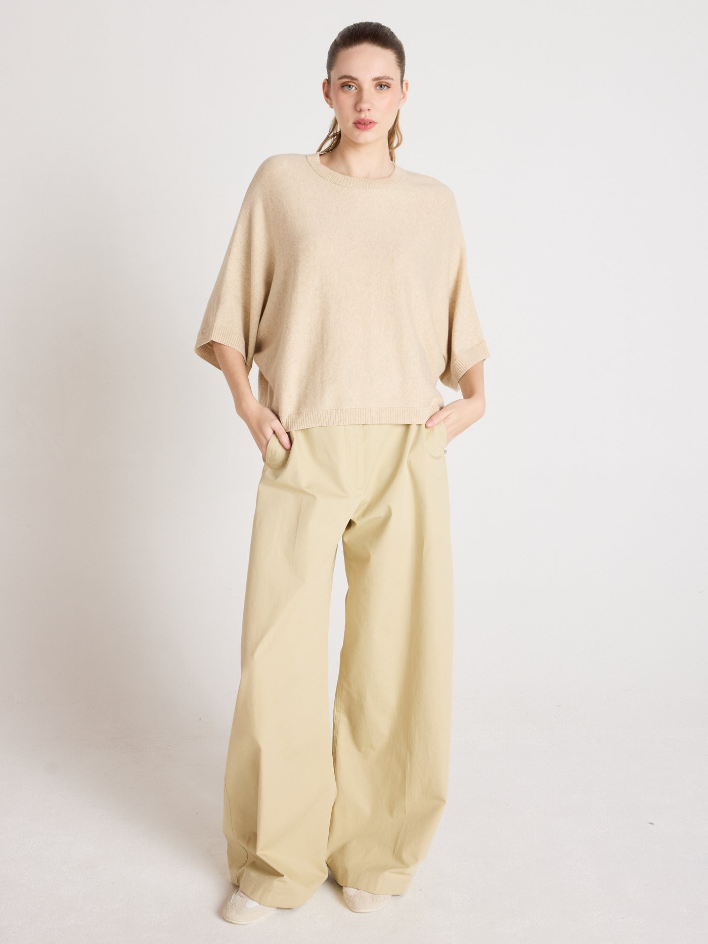 Quinn - Baumwoll-Kaschmirpullover - oat