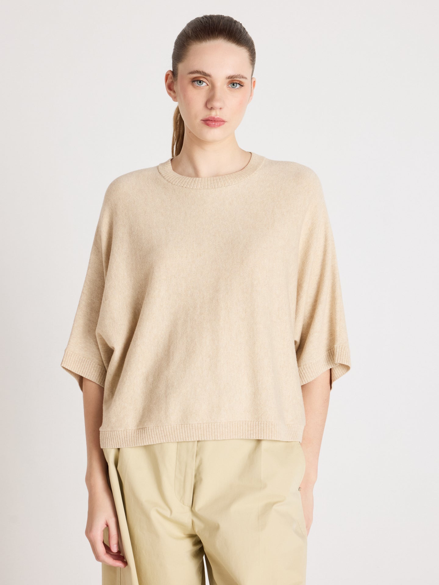 Quinn - Baumwoll-Kaschmirpullover - oat