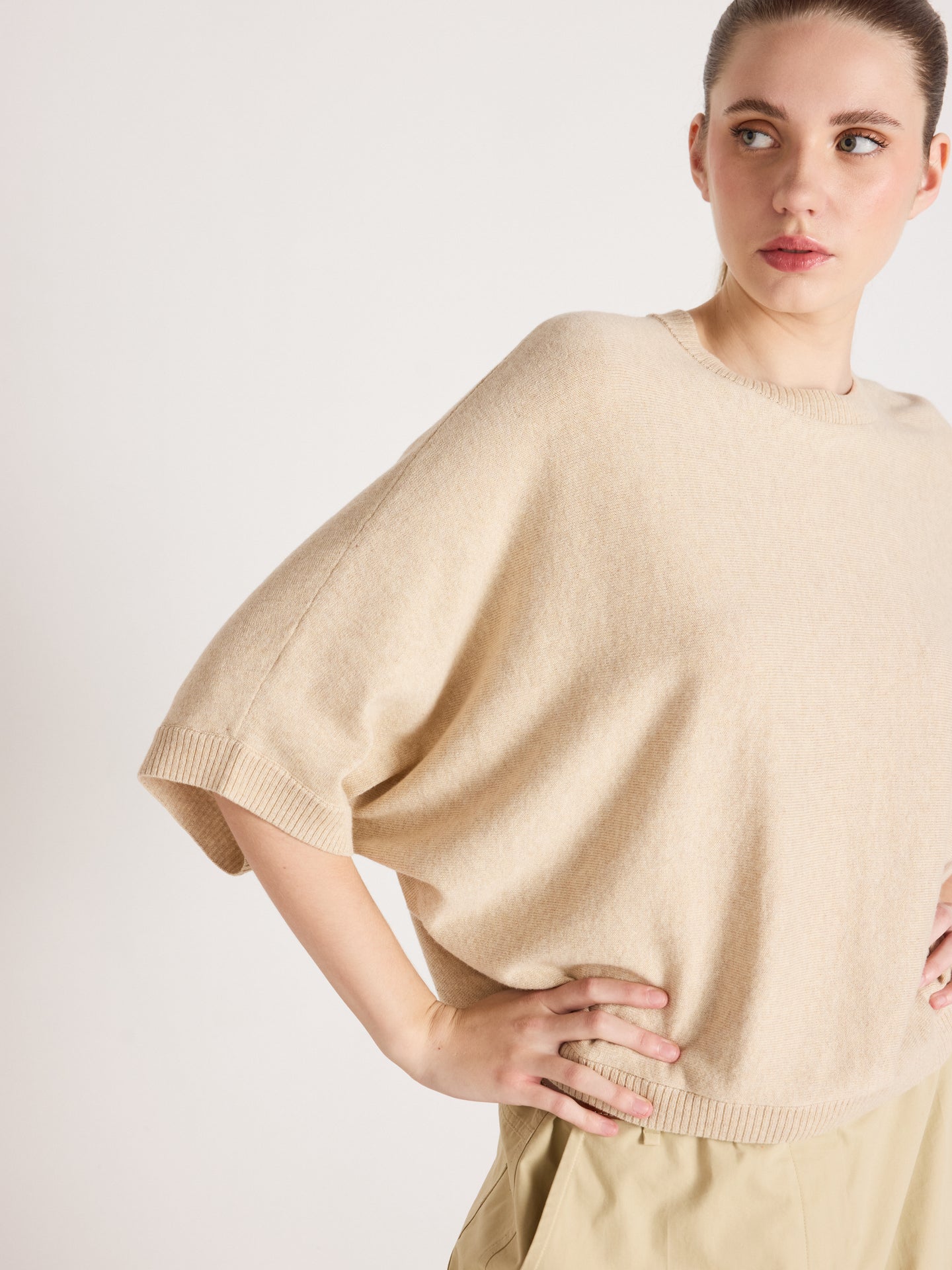 Quinn - Baumwoll-Kaschmirpullover - oat