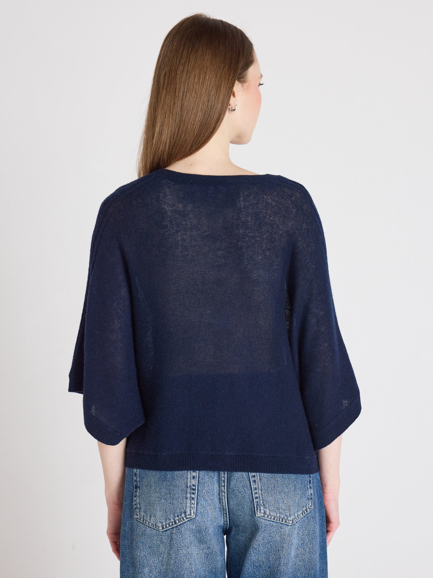 benedicta poncho sweater - light cashmere - navy