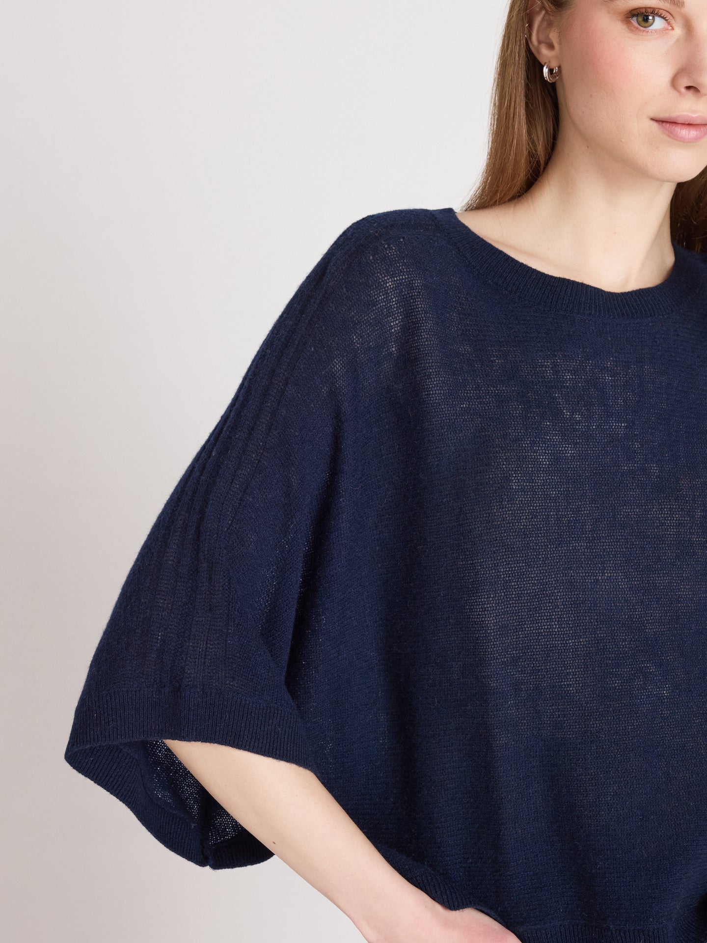 benedicta poncho sweater - light cashmere - navy