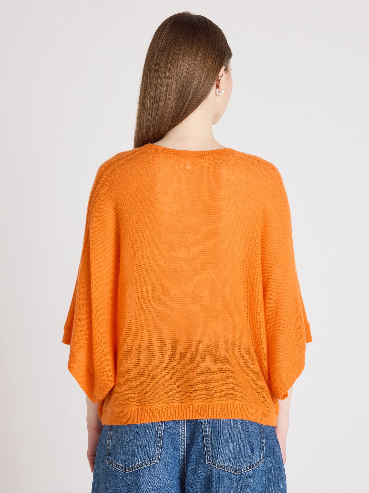 benedicta Ponchopullover mit Rundhalsausschnitt - leichter kaschmir - tangerine