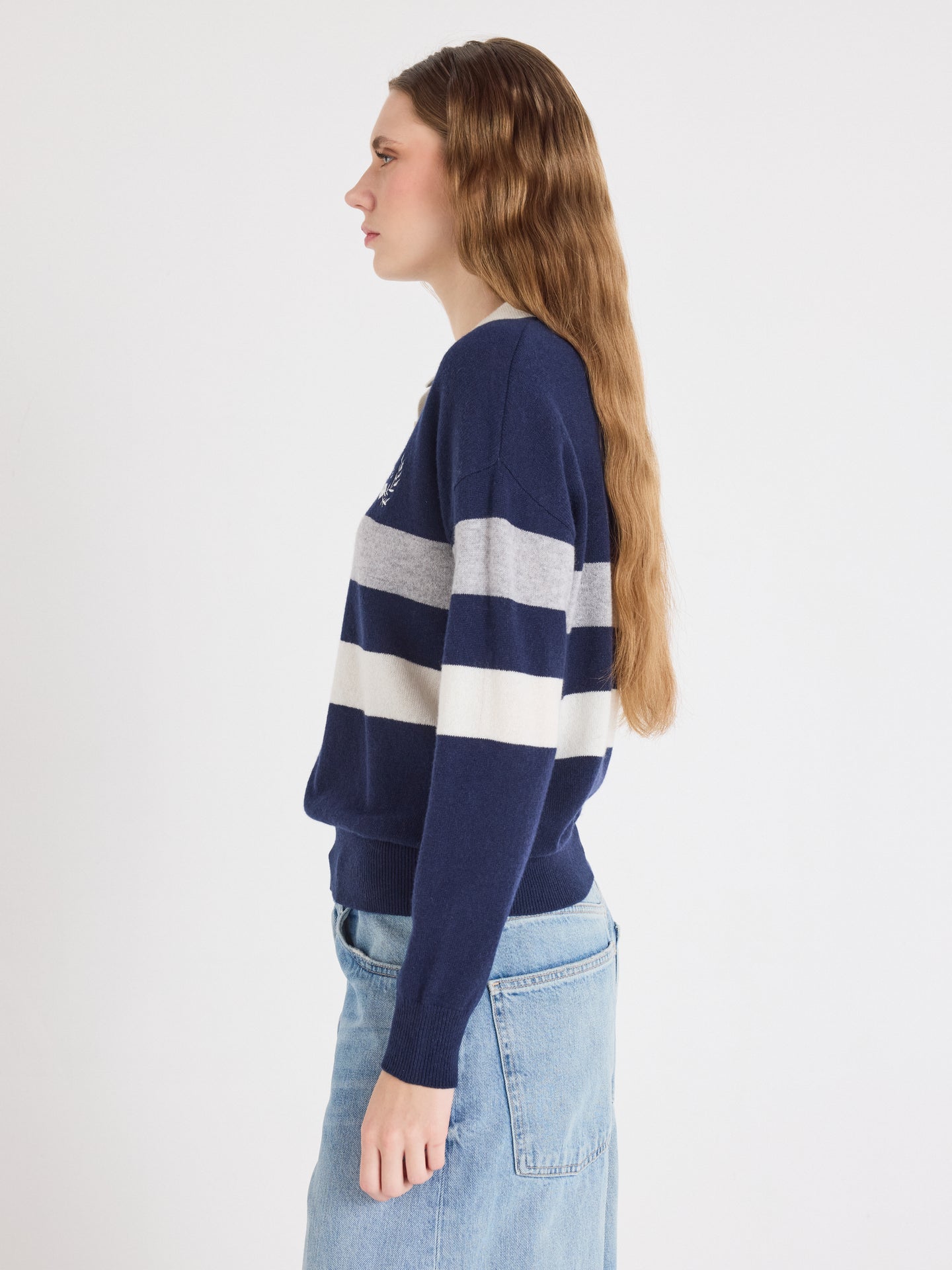 cora - Polo 100% cashmere - navy