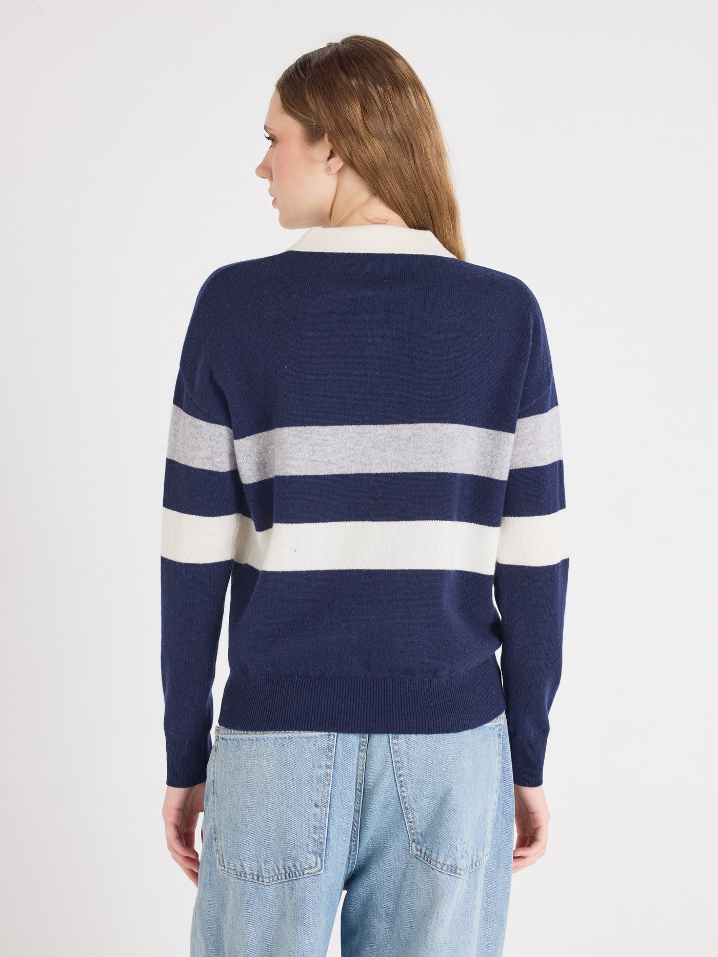 cora - Polo en cachemire à motif - navy