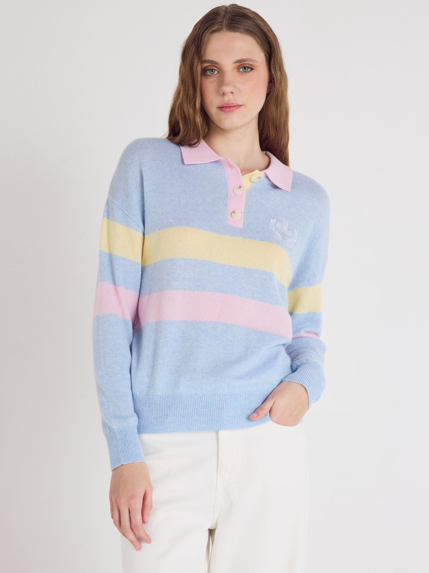 cora - Polo en cachemire à motif - skyway