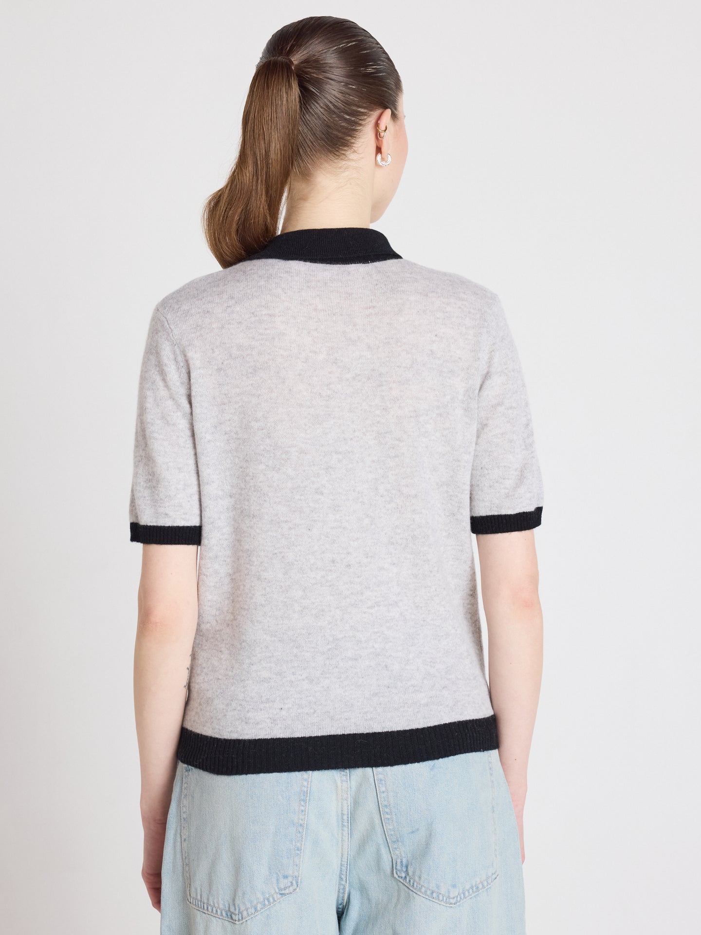 marlyn - Polo 100% cashmere - light heather grey