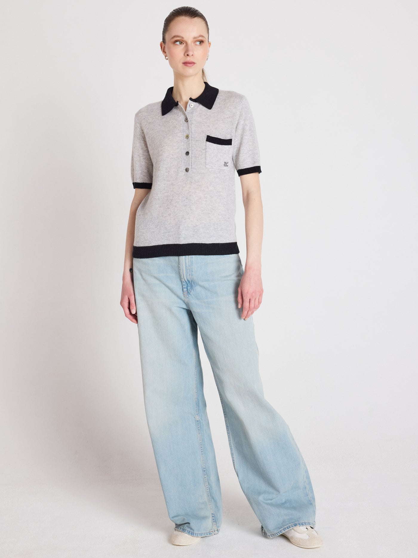 marlyn - Polo 100% cachemire - light heather grey