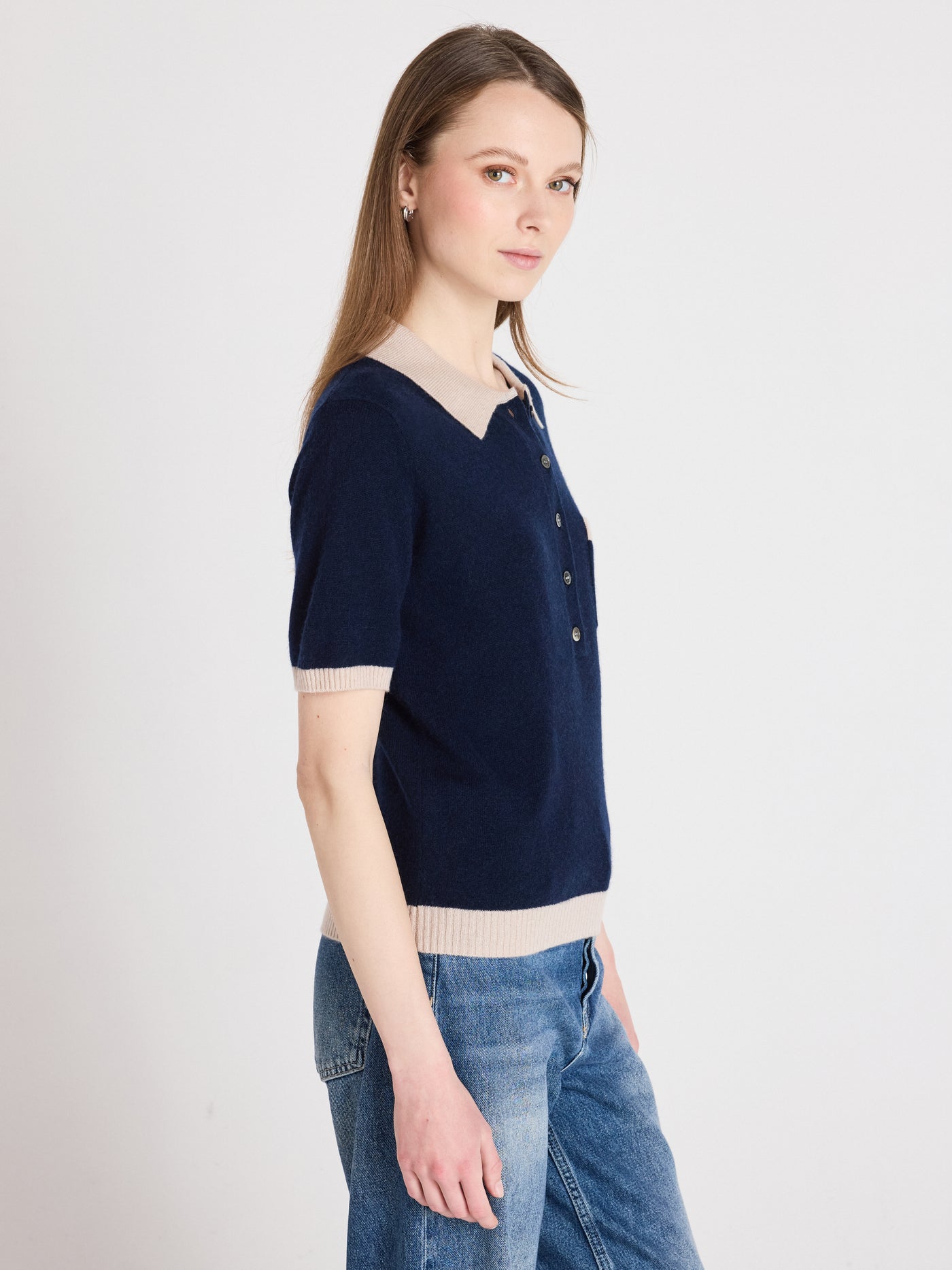 marlyn - Polo 100% cachemire - navy