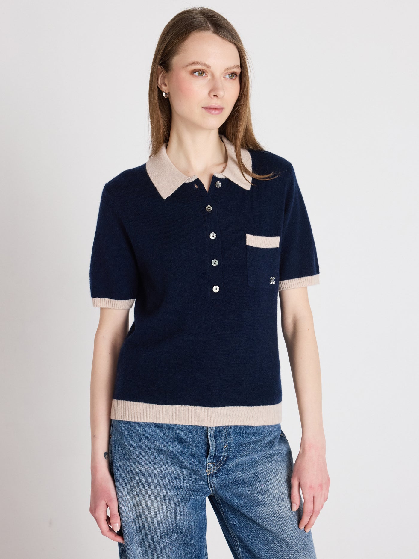 marlyn - Polo 100% cachemire - navy