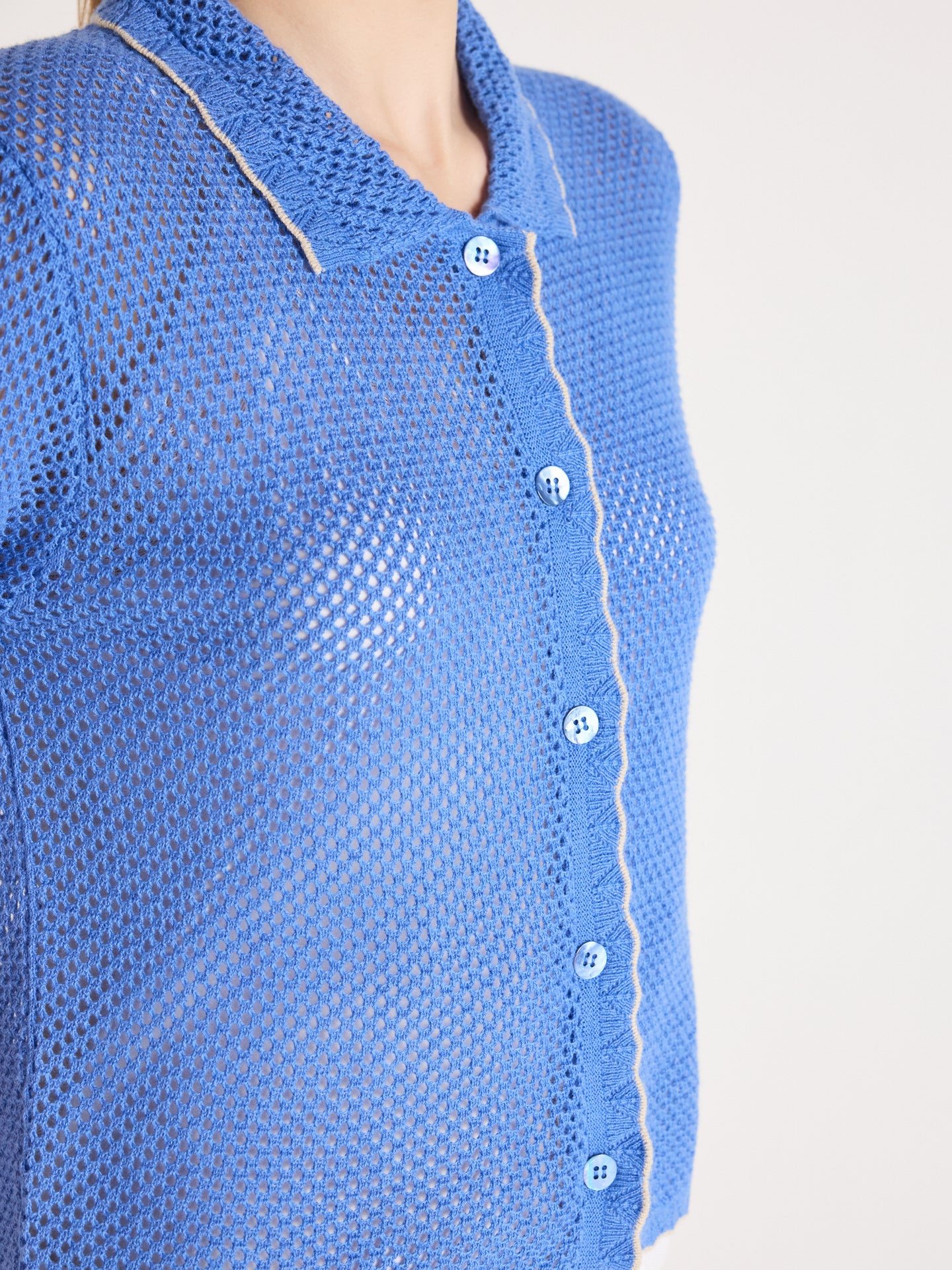 molly - Camicia in cotone e cashmere - baby blue