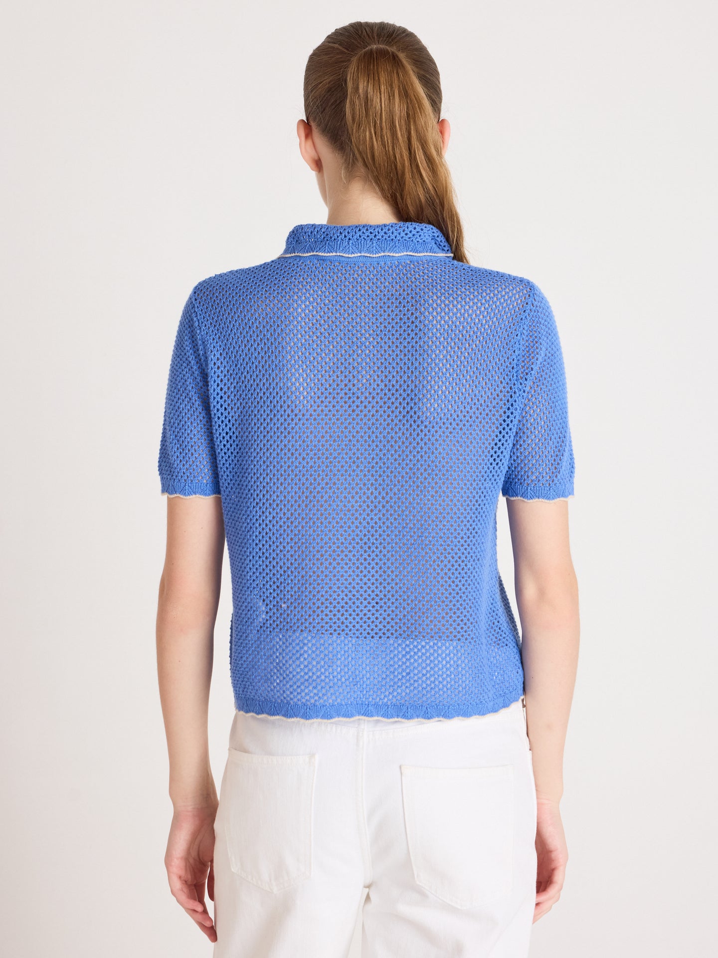molly - Camicia in cotone e cashmere - baby blue