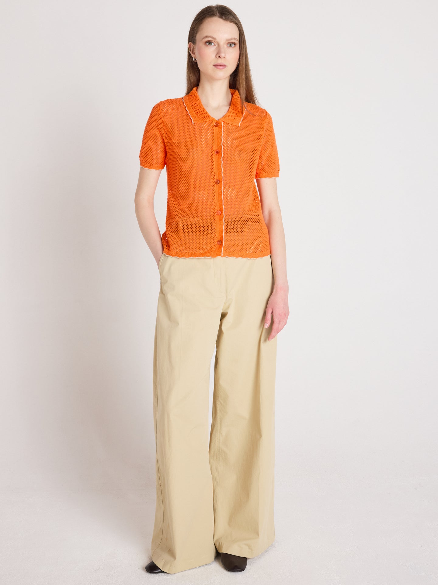 molly - Camicia in cotone e cashmere - clementine