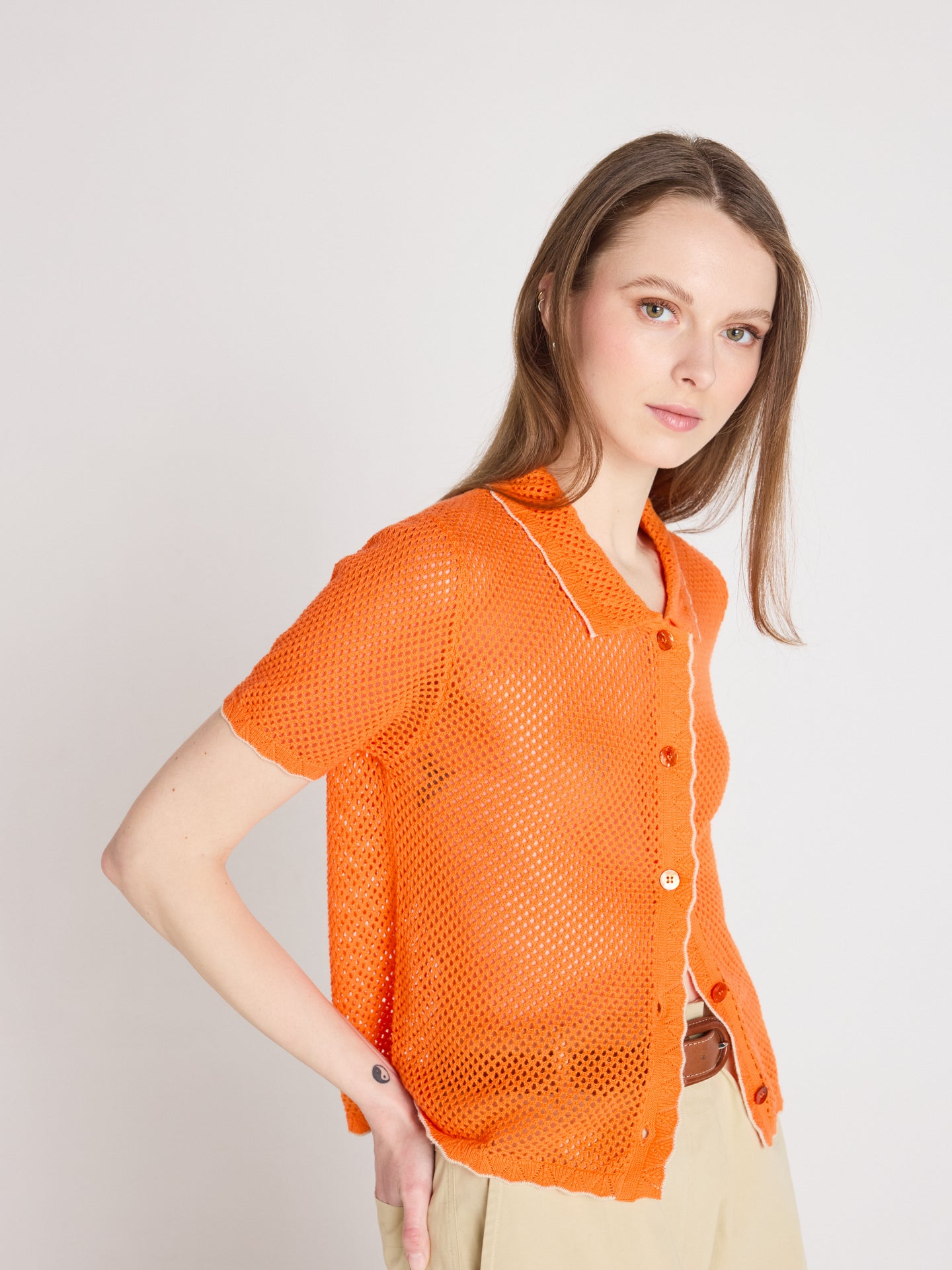 molly - Camicia in cotone e cashmere - clementine