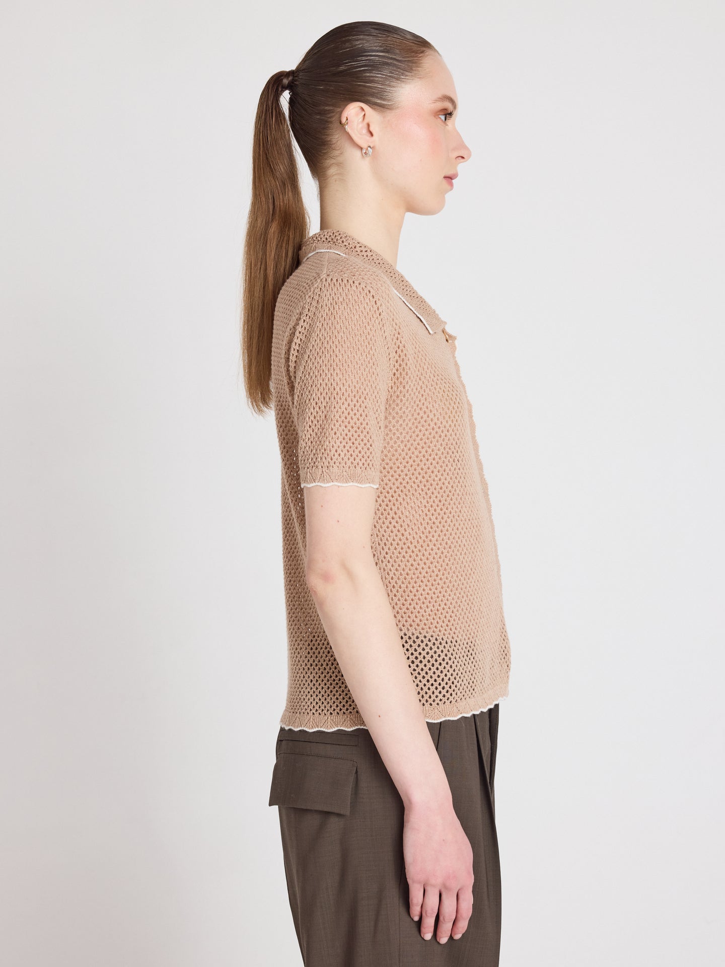 molly - Camicia in cotone e cashmere - sea shell