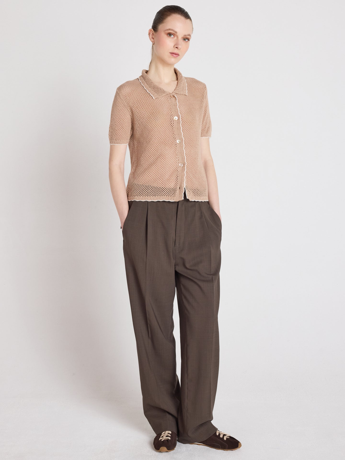 molly - Camicia in cotone e cashmere - sea shell