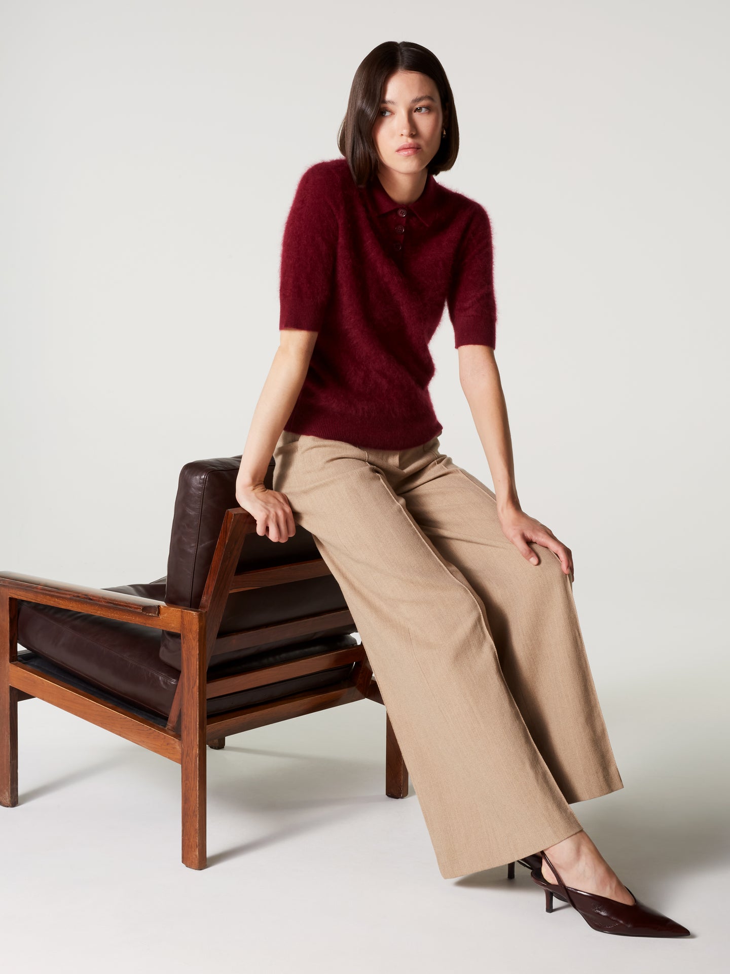 pull polo margot - Cachemire brossé - burgundy