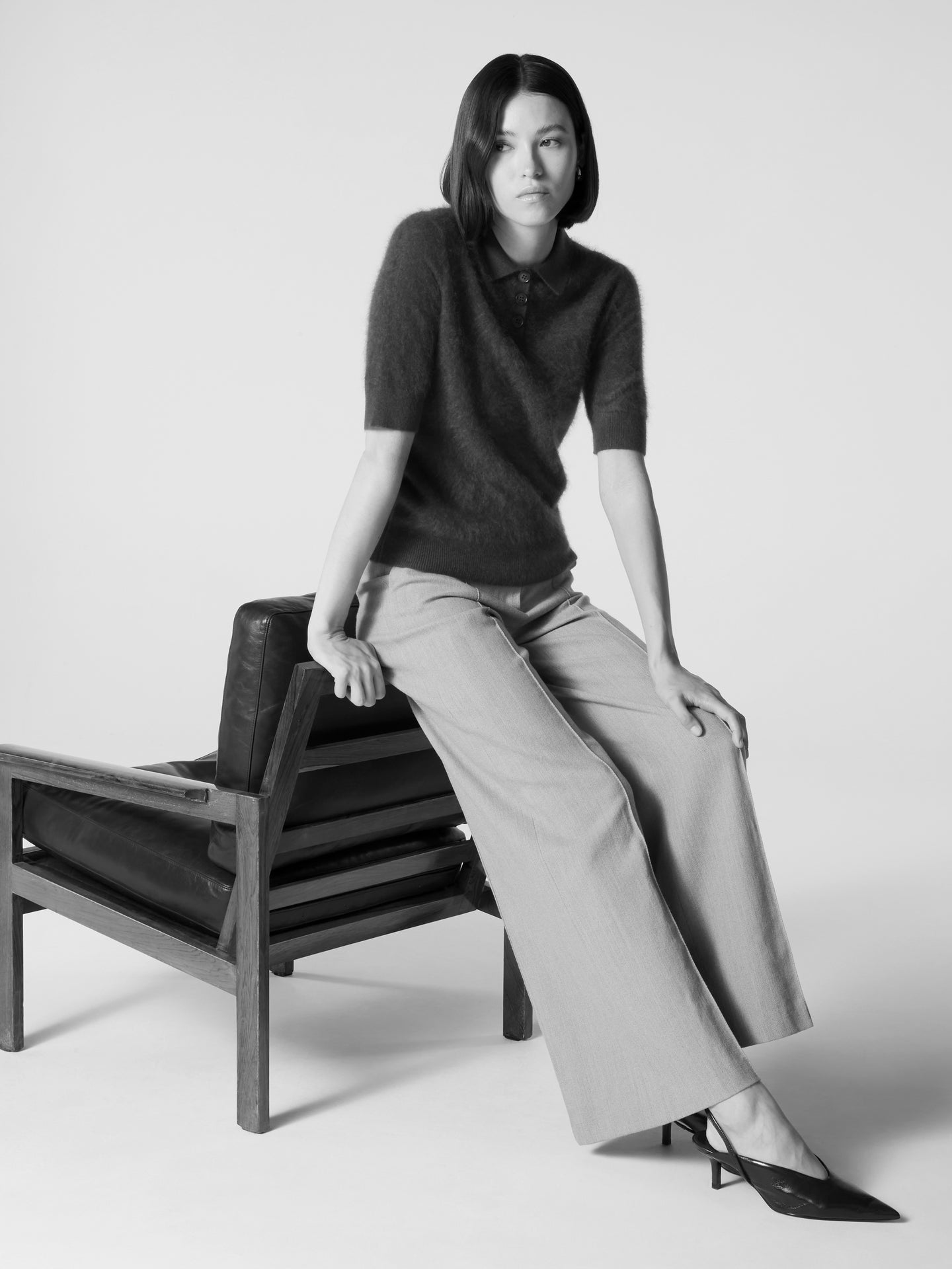 polo-pullover margot - Gebürsteter Kaschmir - dark heather grey