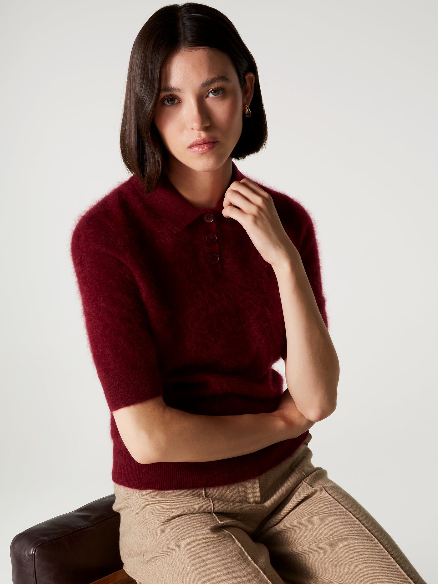pull polo margot - Cachemire brossé - burgundy