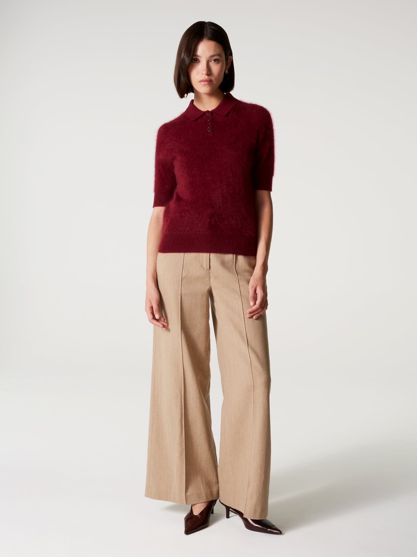 pull polo margot - Cachemire brossé - burgundy