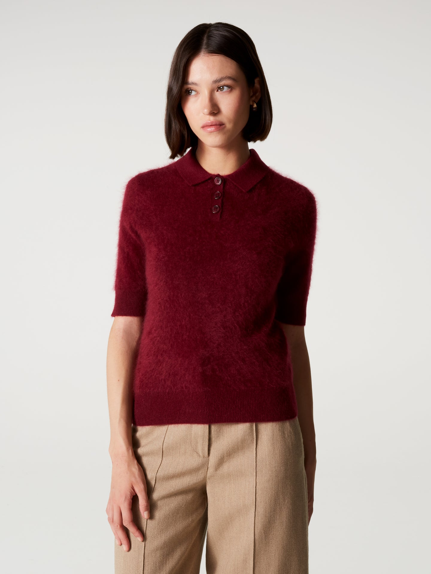 pull polo margot - Cachemire brossé - burgundy