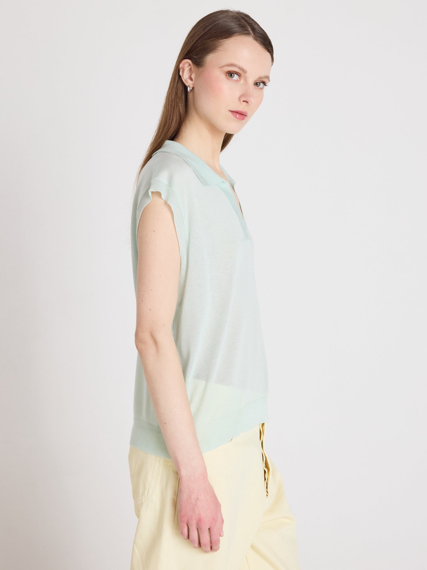 Magali - Sleeveless polo sweater - mint