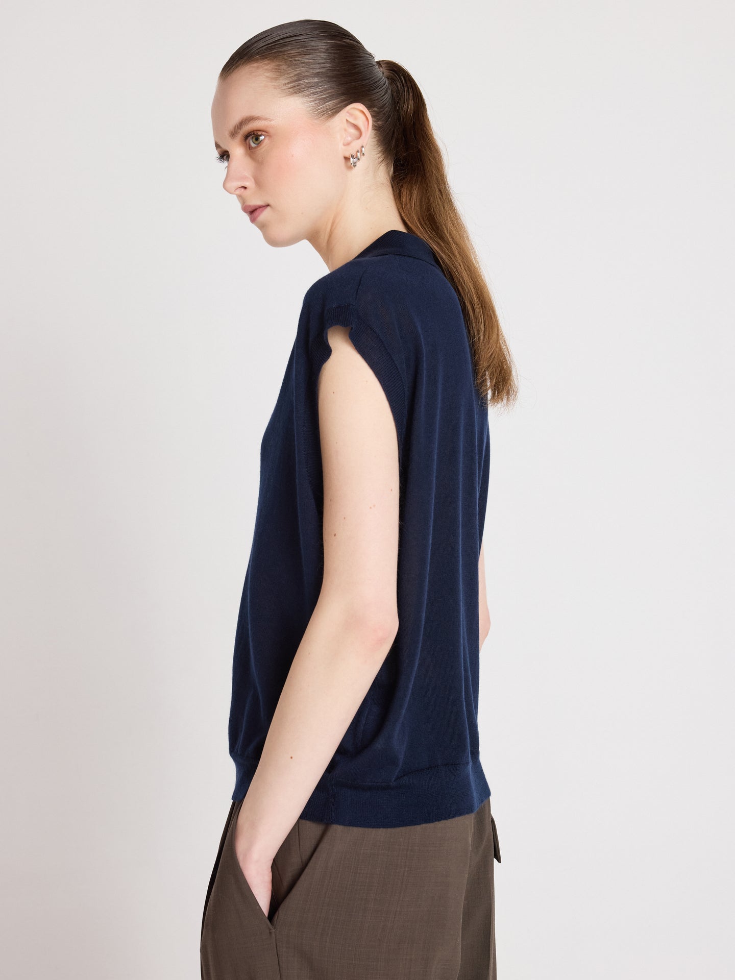Magali - Sleeveless polo sweater - navy
