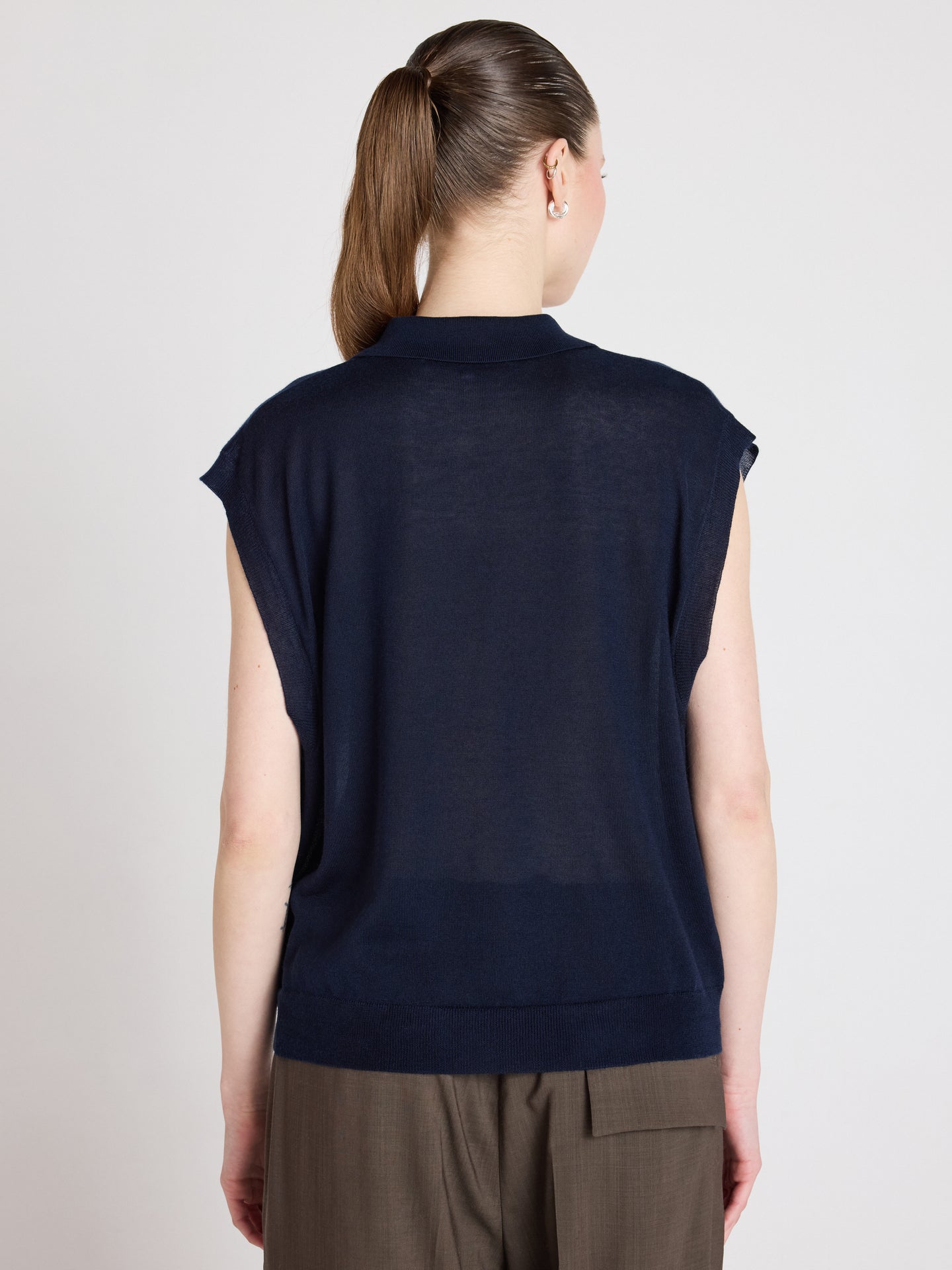Magali - Sleeveless polo sweater - navy