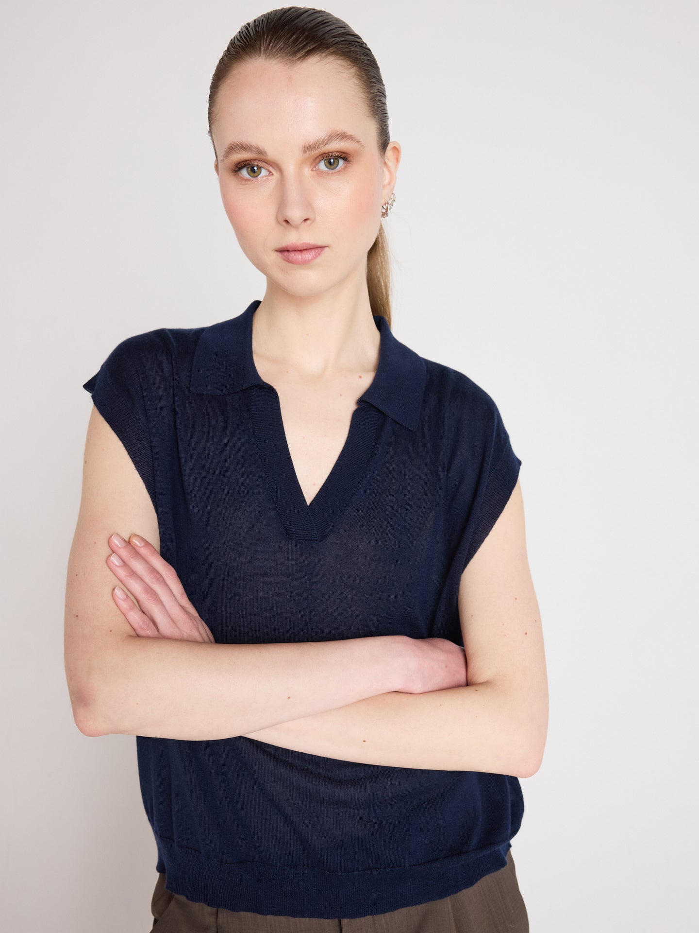 Magali - Sleeveless polo sweater - navy