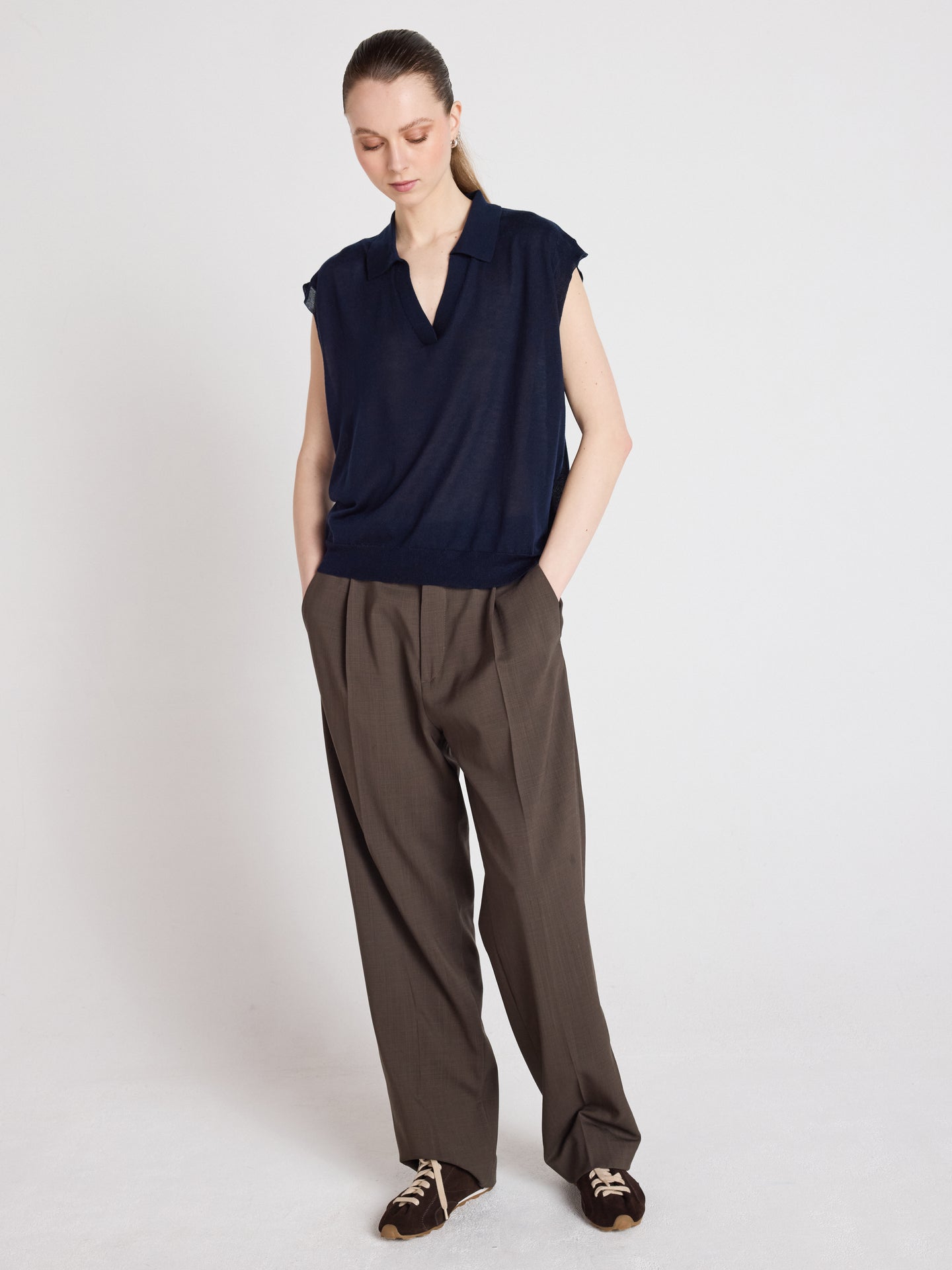 Magali - Ärmelloser Polopullover - Navy