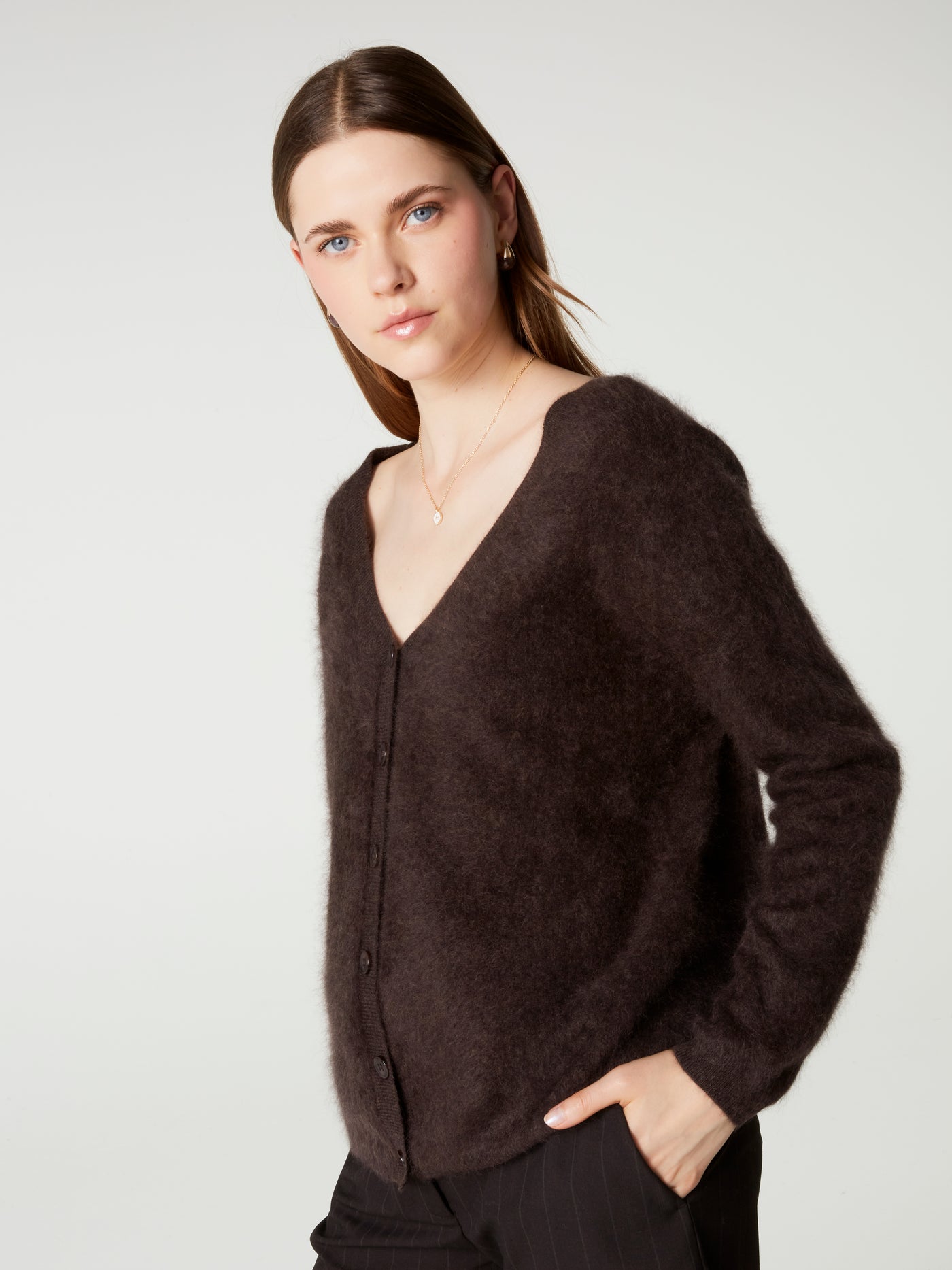 cardigan debora - Cachemire brossé - brownie