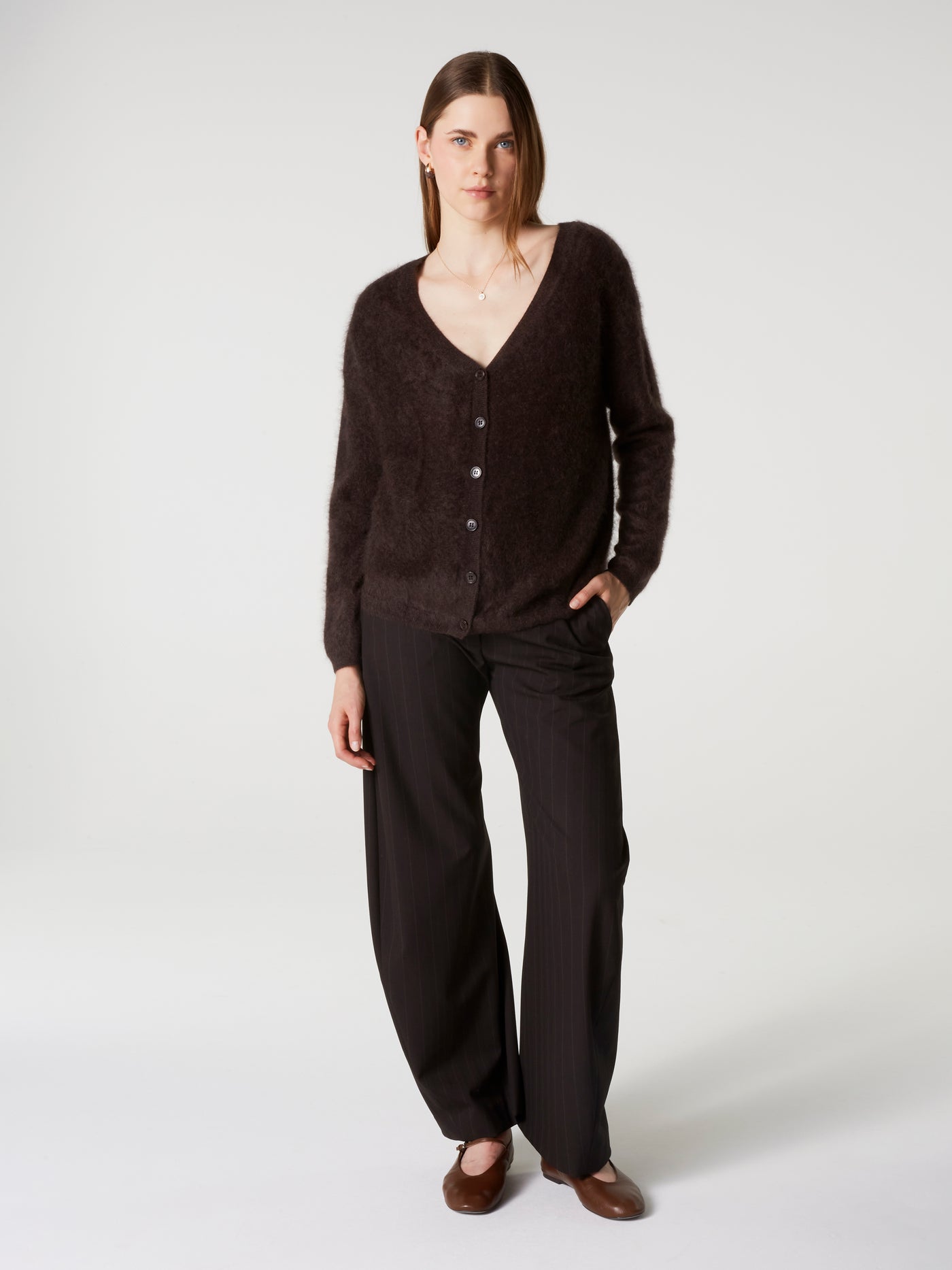 cardigan debora - Cachemire brossé - brownie