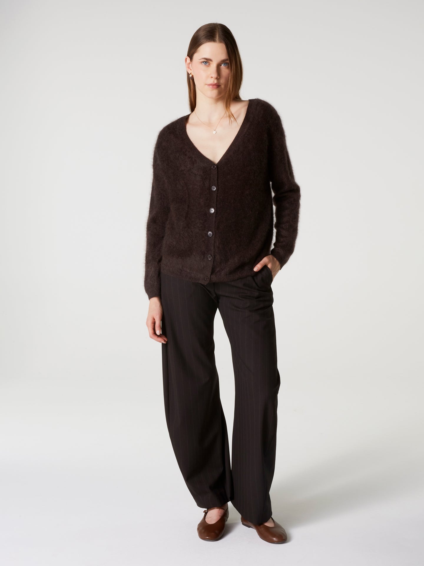 cardigan debora - Cachemire brossé - brownie
