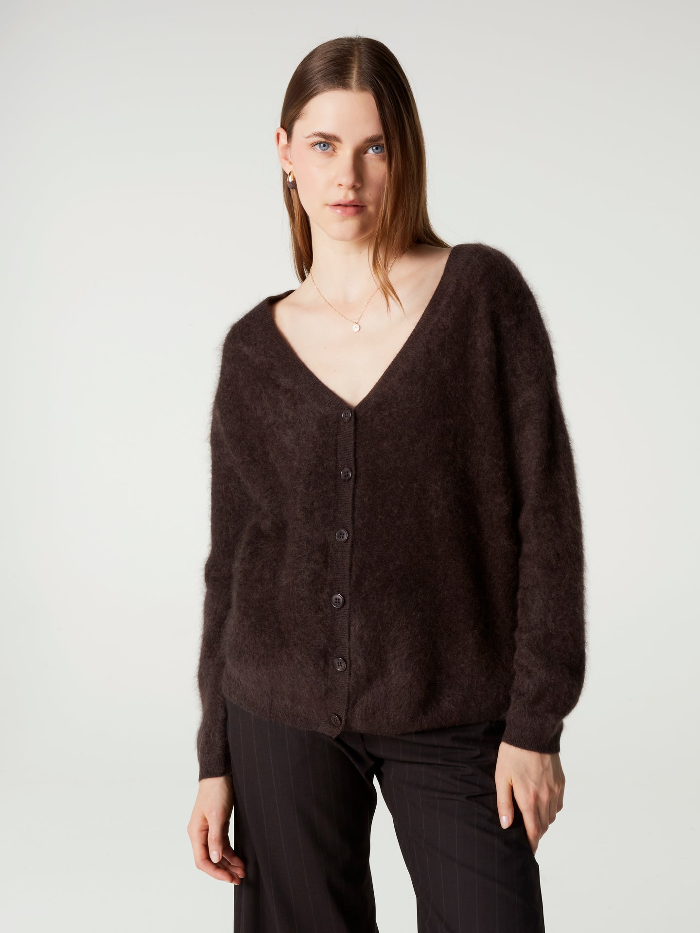 cardigan debora - Cachemire brossé - brownie