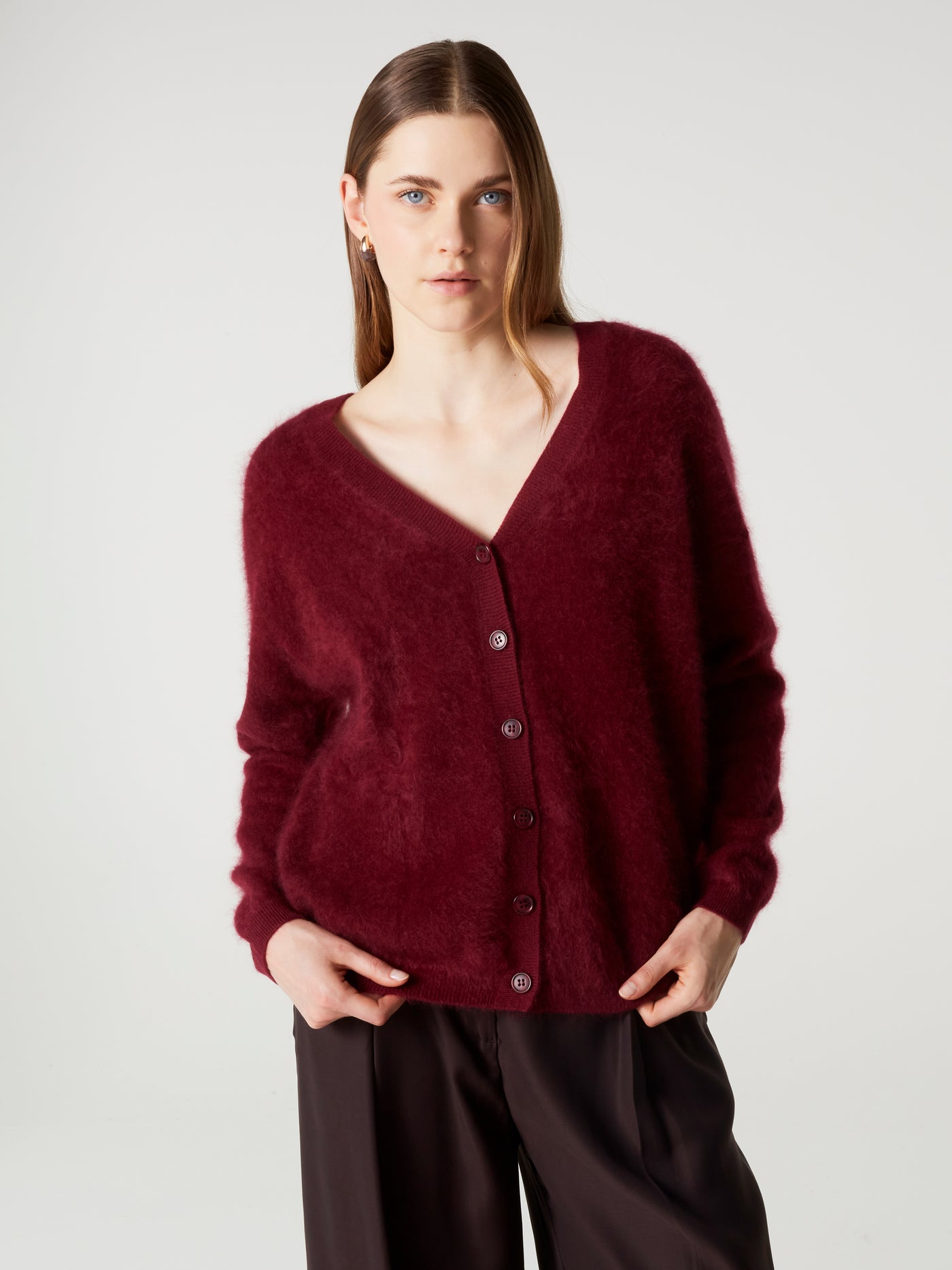 cardigan debora - Cachemire brossé - burgundy