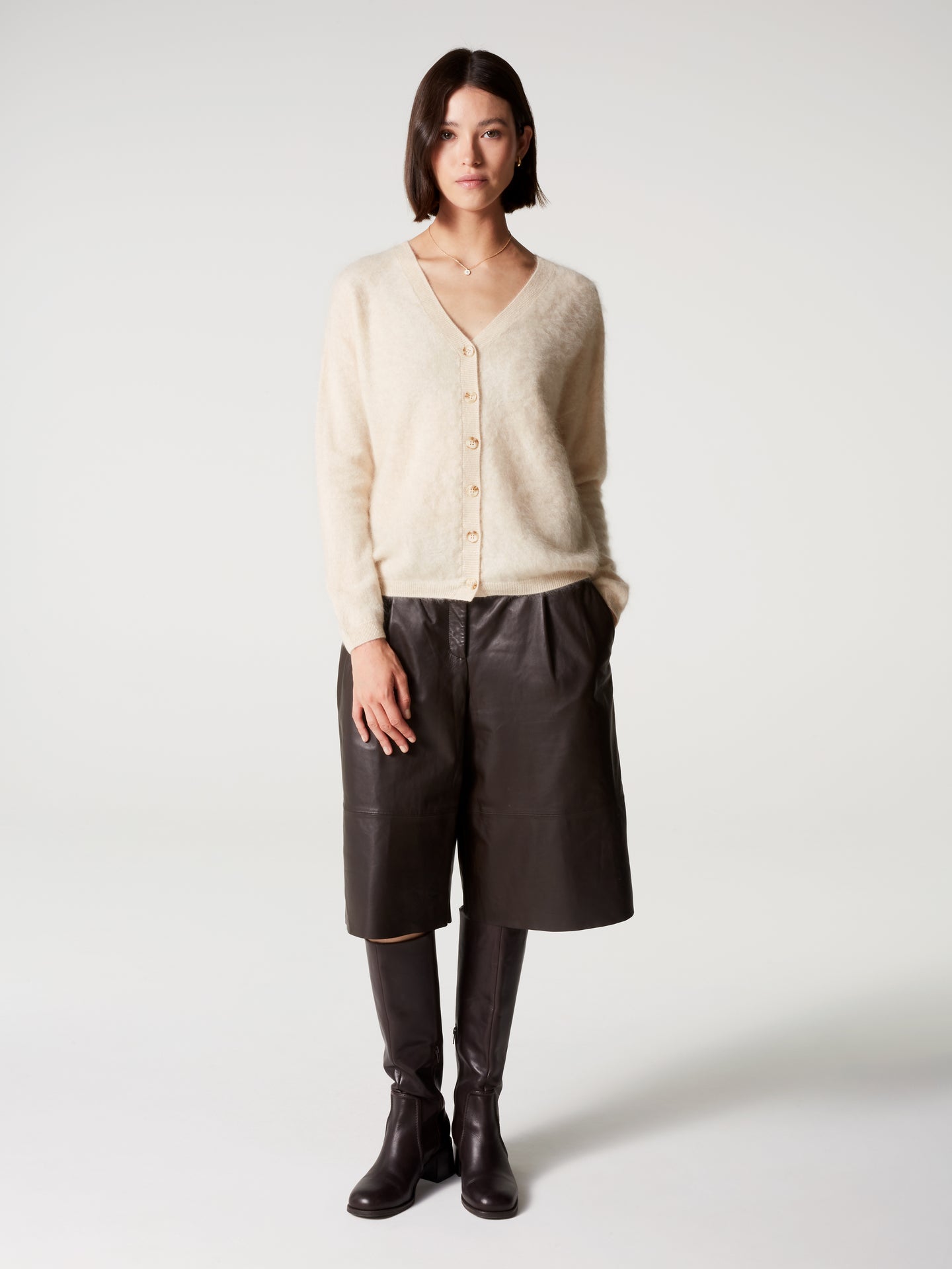 cardigan debora - Cachemire brossé - light beige