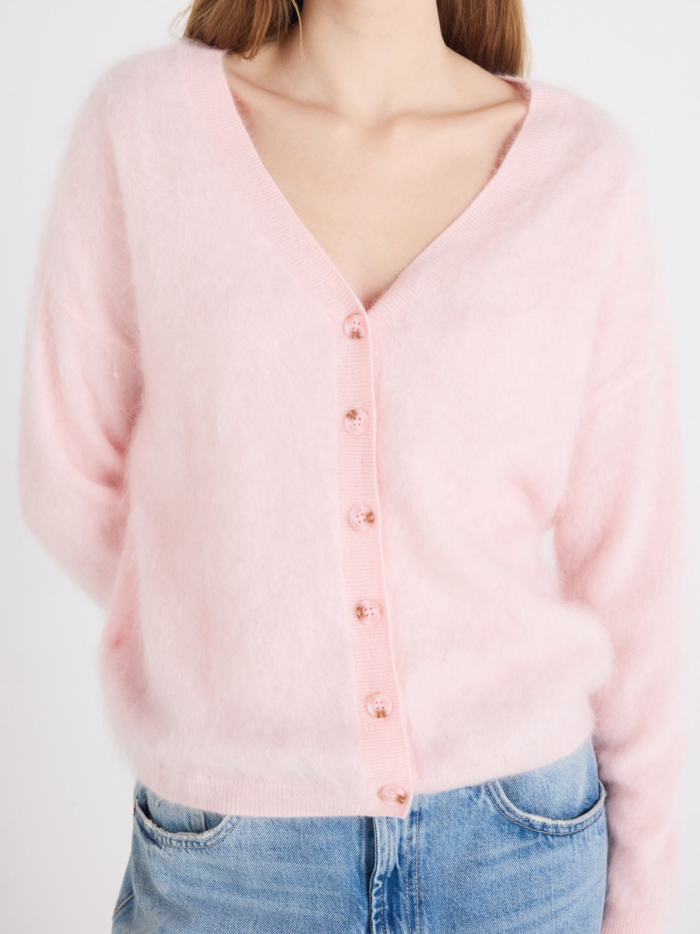 debora - Strickjacke aus gebürstetem Kaschmir - ice cream