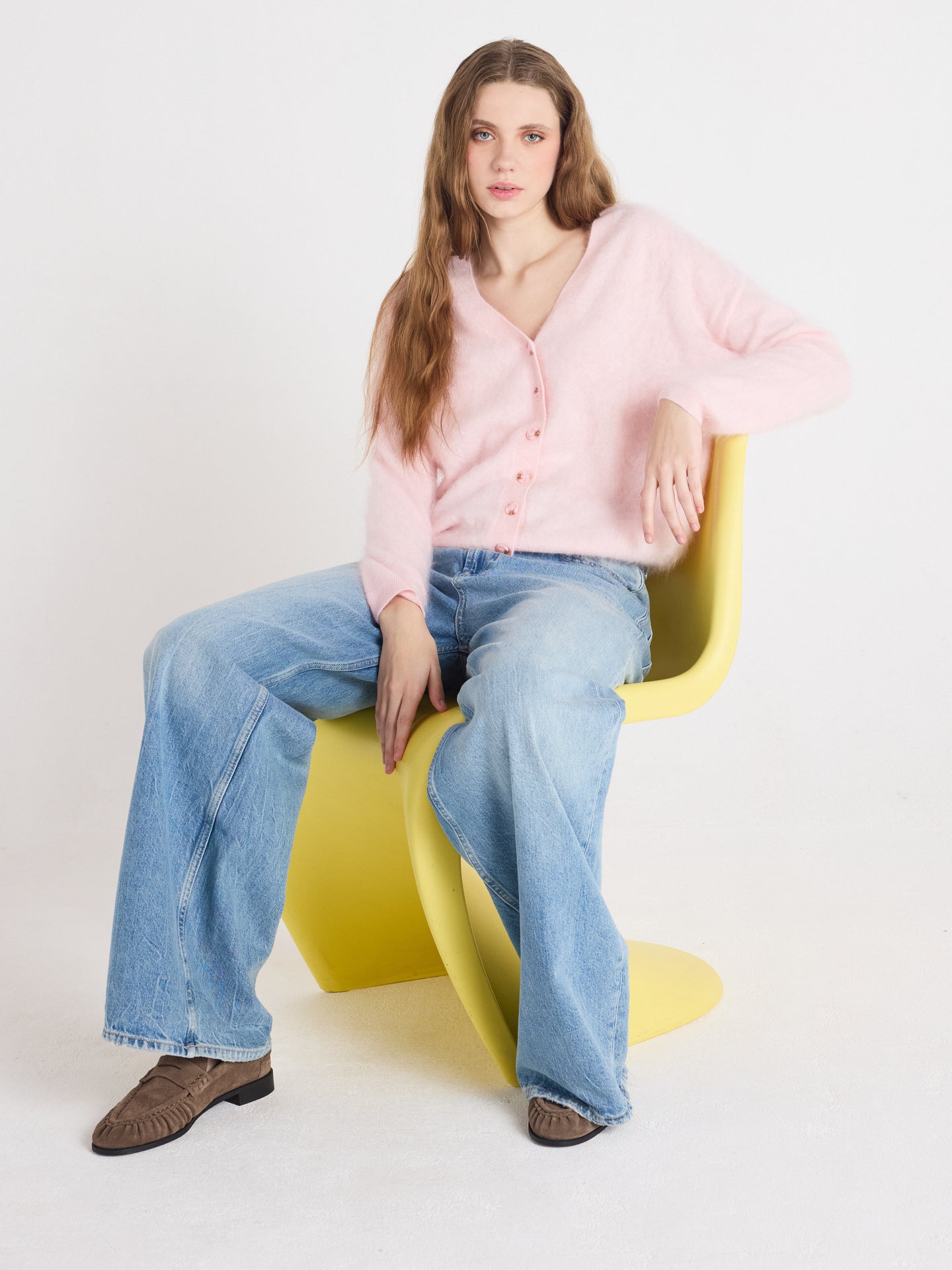 debora - Brushed cashmere sweater - ice cream