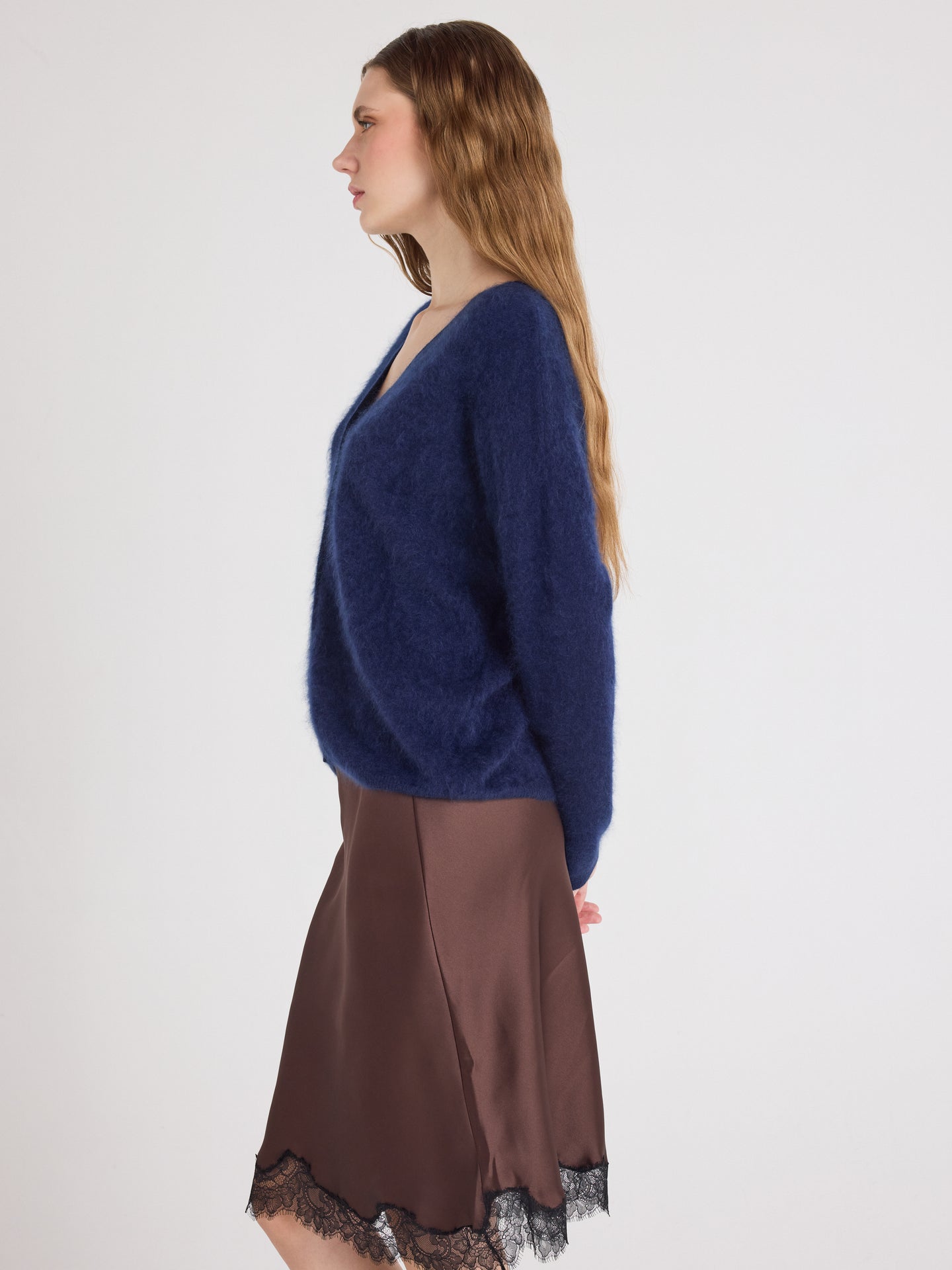 debora - Strickjacke aus gebürstetem Kaschmir - Navy