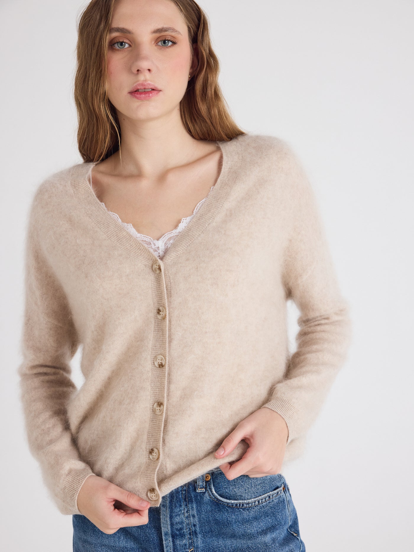 debora - Brushed cashmere sweater - oat
