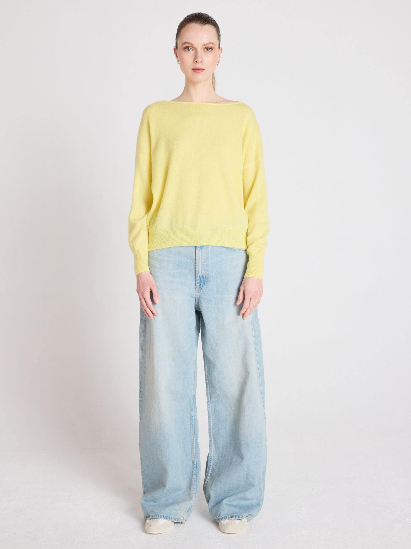 ivy - Neckholderpullover aus gebürstetem Kaschmir - lemon fizz