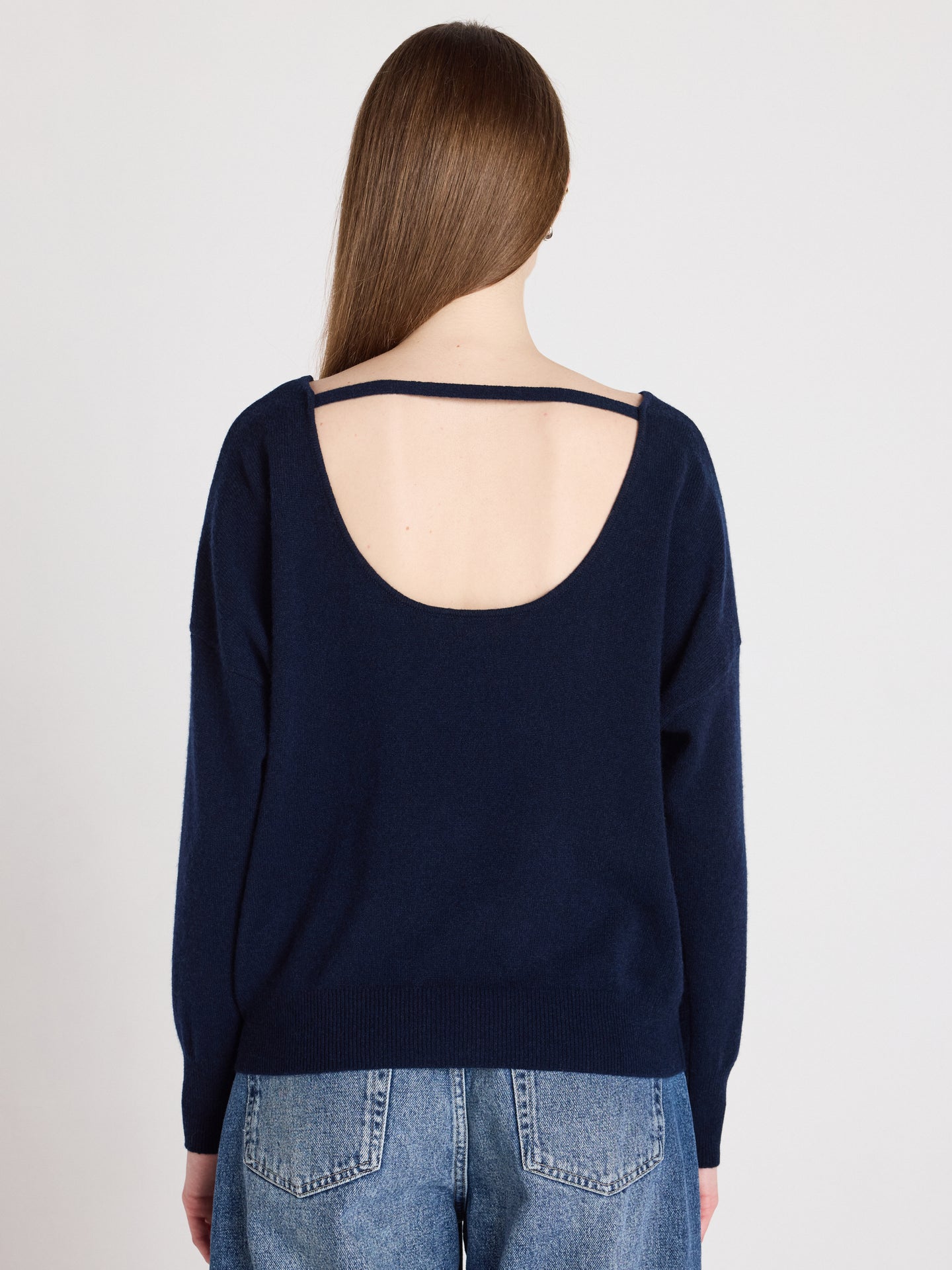ivy round neck sweater - cashmere - navy