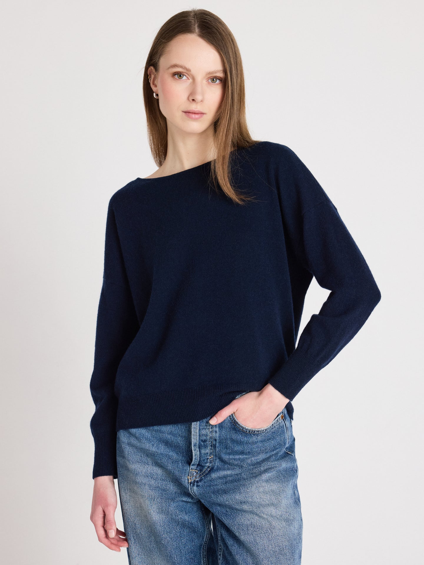 ivy - Neckholderpullover aus gebürstetem Kaschmir - Navy