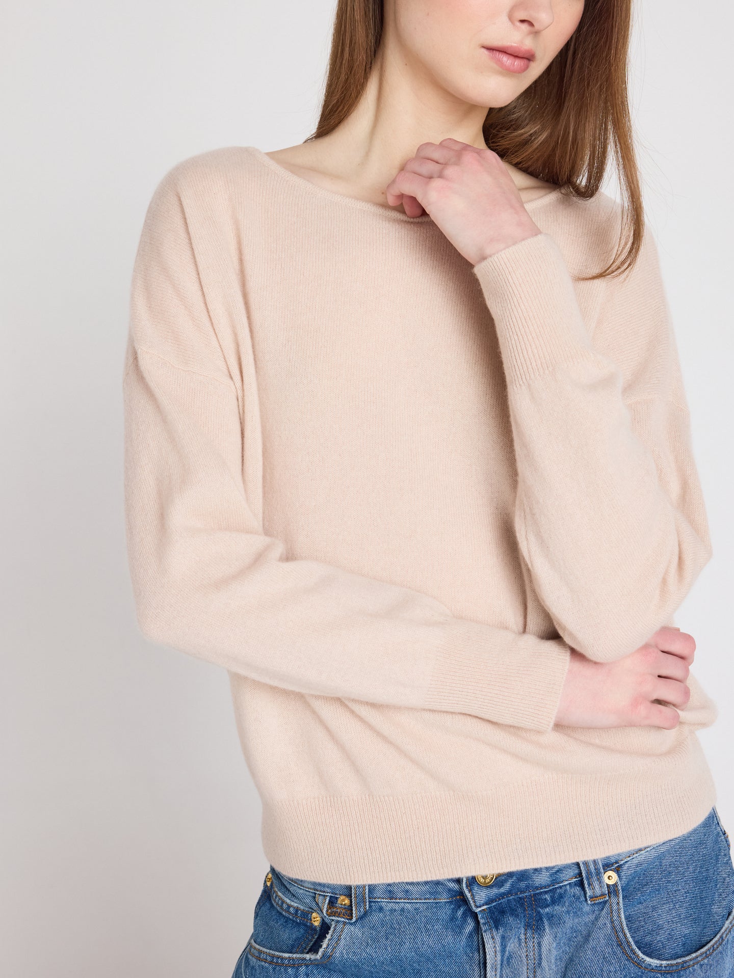 ivy round neck sweater - cashmere - shell